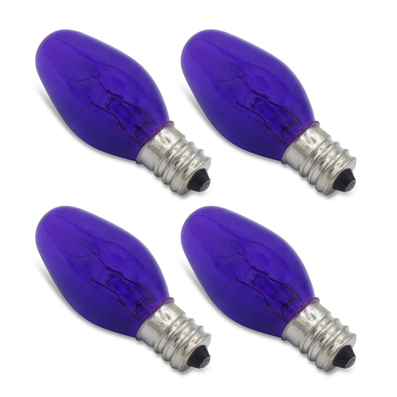 lumenivo C7 Colored Night Light Bulb 7W - Purple - 4 Pack - Candelabra Base - Decorative Replacement Bulbs