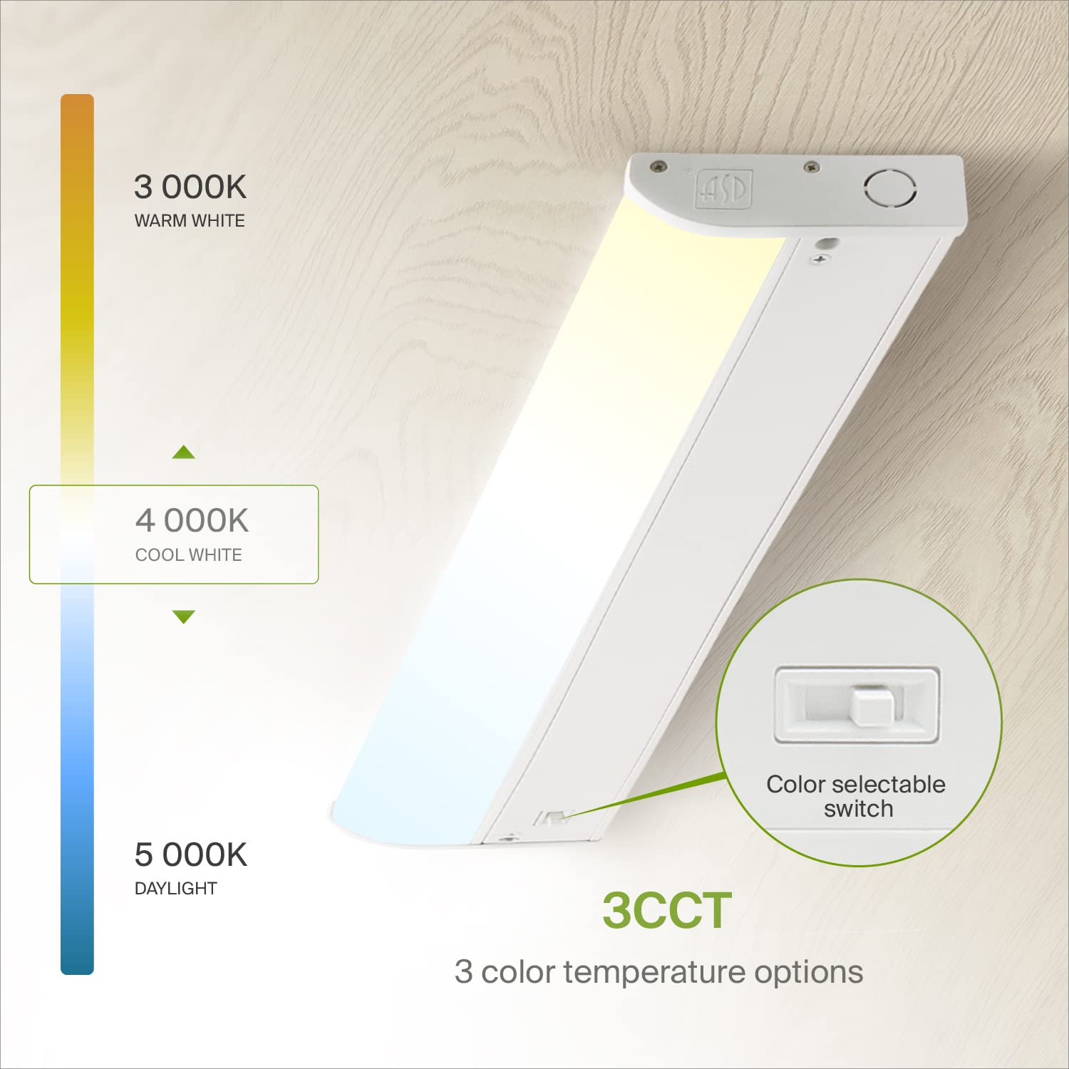 ASD LED Under Cabinet Lighting, 24 inch 12W 822 LM, Dimmable Hardwired Under Cabinet Lights for Kitchen, 3000K/4000K/5000K, Unde