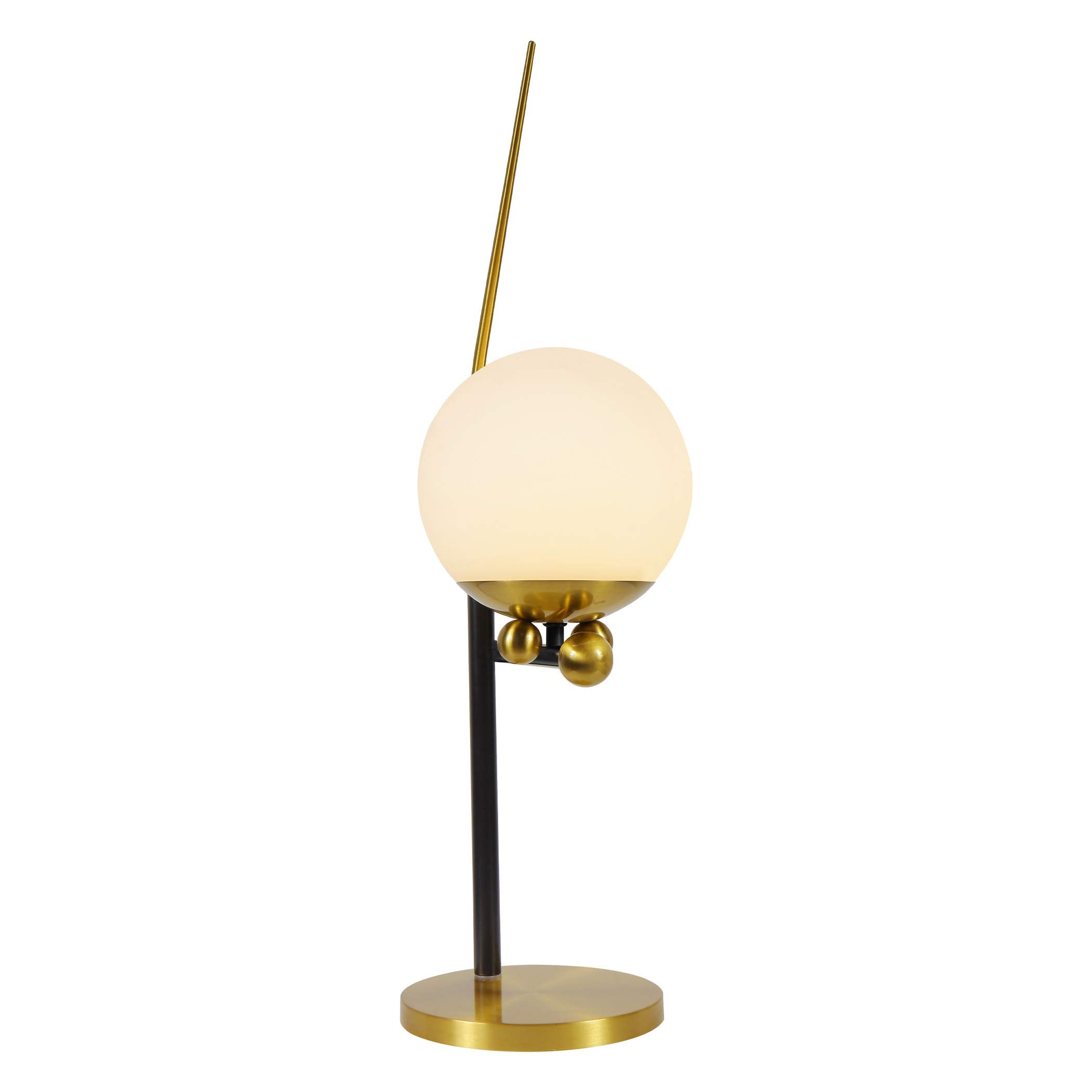 VONN LED Table Lamp with Glass Shade, 22in Height, Antique Brass, Model VAT6121AB, Aluminum Material