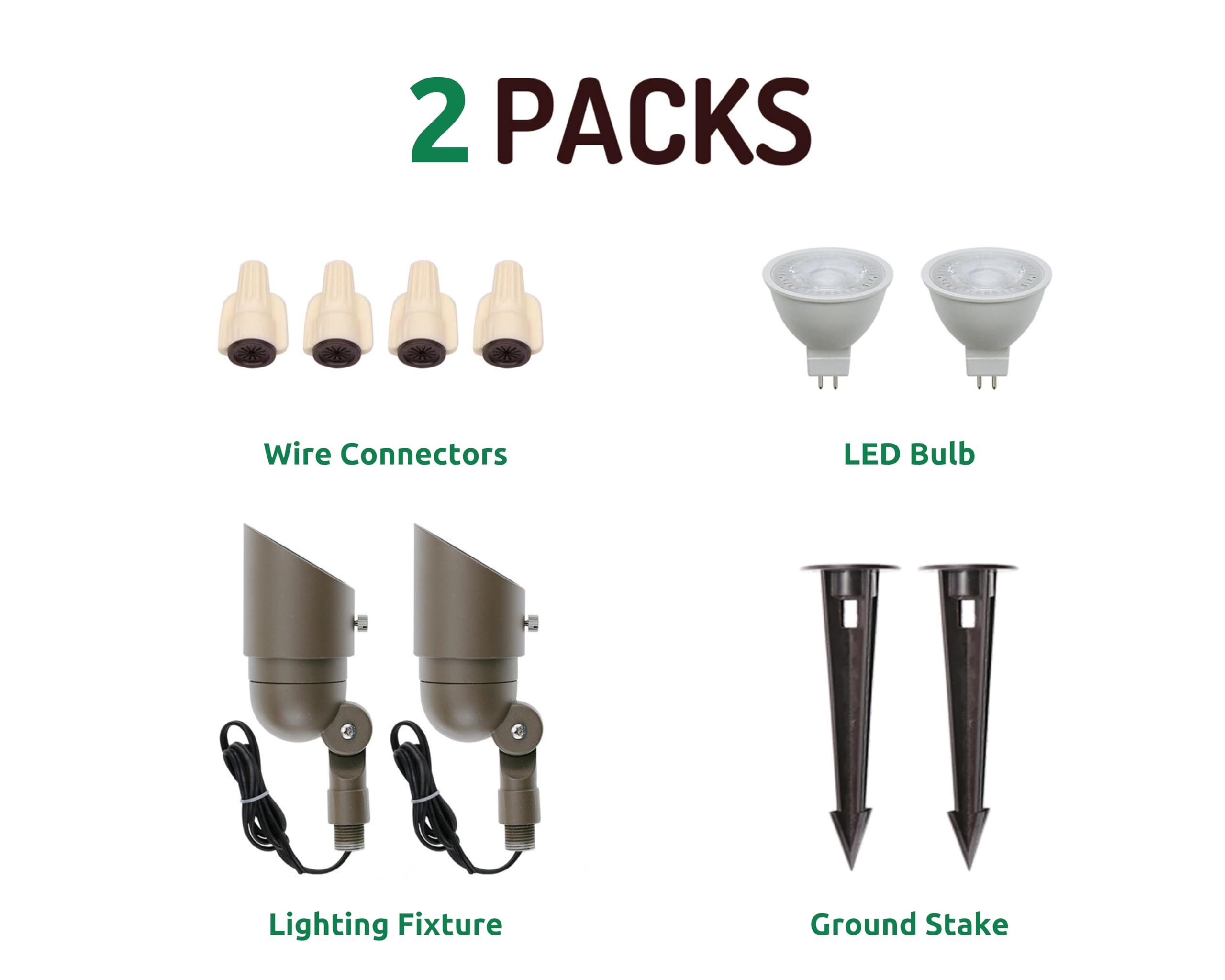 Lumina Lighting® 4W Landscape Lighting 12V Landscape Lights Low Voltage Landscape Spotlights Warm White Waterproof Outdoor Replaceable Led Bulb For Garden, Lawn, Porch, Patio And Yard (Bronze, 2-Pack)
