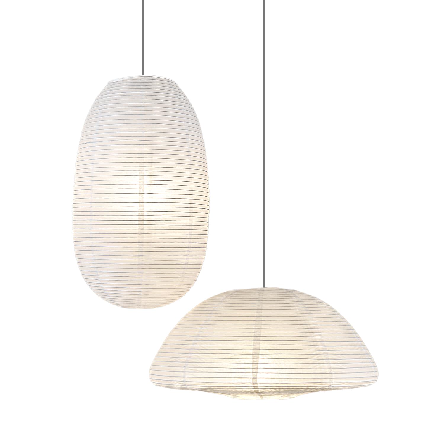 Methedeeco White Paper Lanterns 19+21Inch 2Pcs Large Rice Paper Lamp Shade Hanging Semicircular And Elliptical Pendant Light Shade Chinese Lantern For Indoor Bedroom,Living Room.Gift For Her