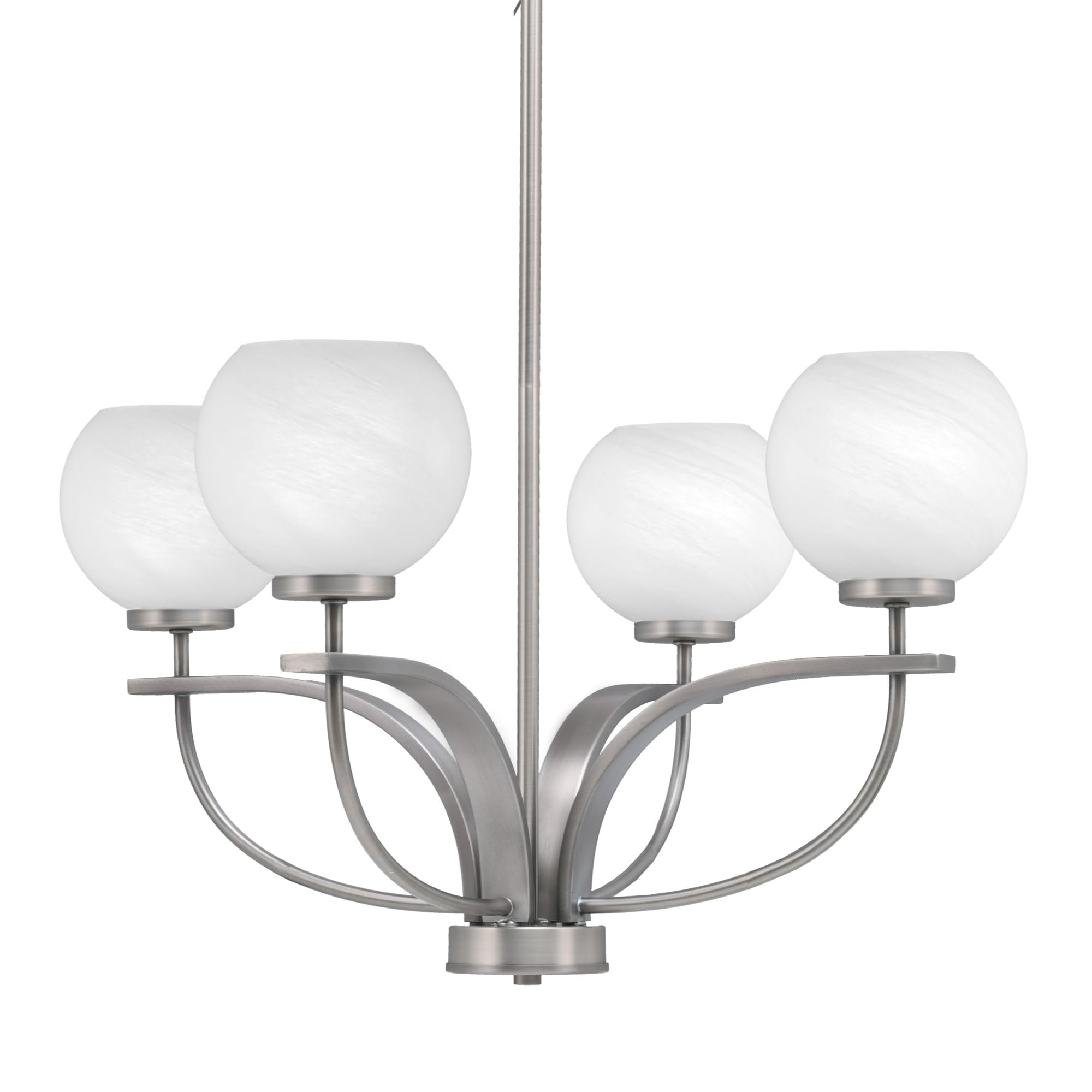 Toltec Lighting Cavella 4 Light Chandelier Shown in Graphite Finish with 5.75&quot; White Marble Glass