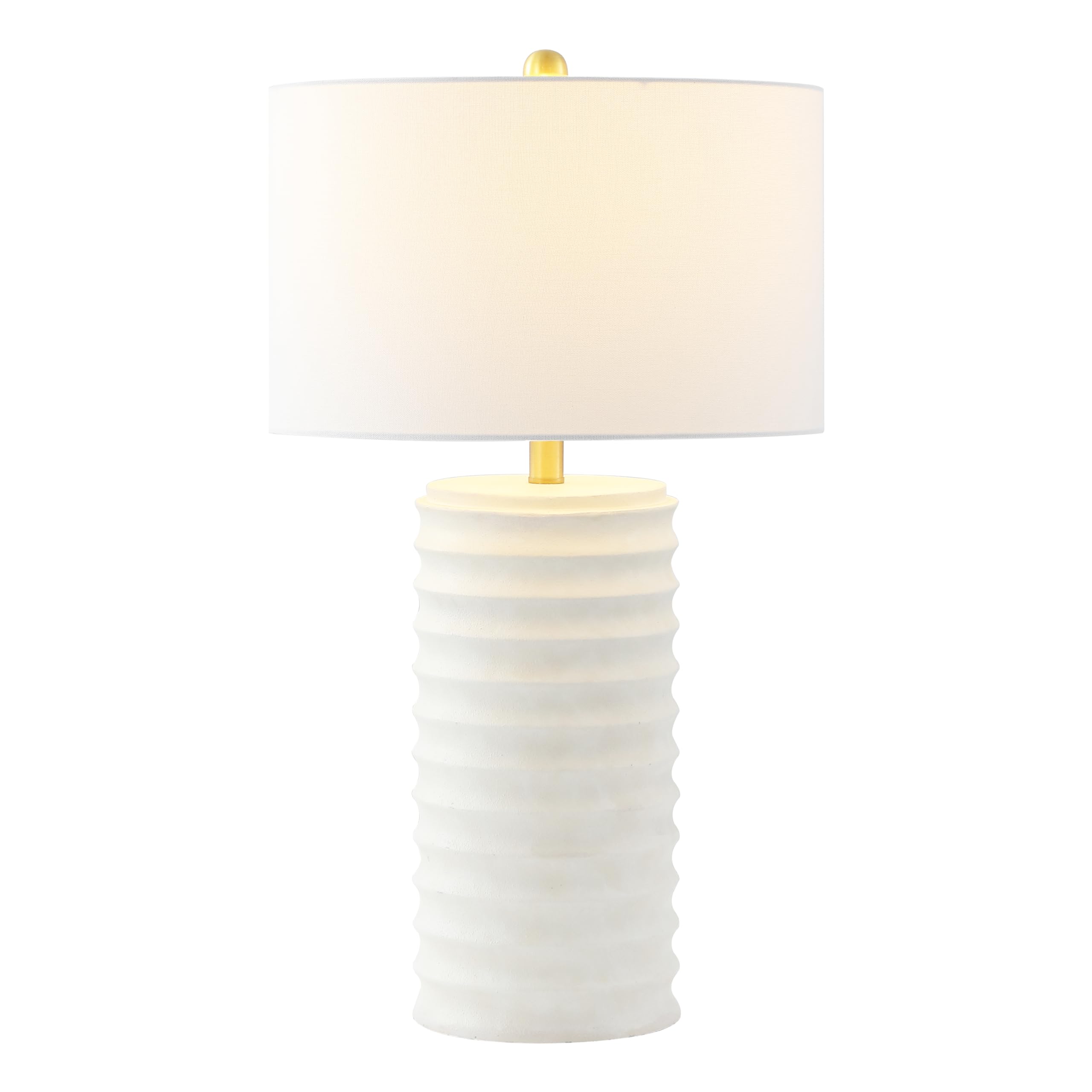 SAFAVIEH Lighting - Melina 28.5-Inch Table Lamp Set of 2 - Bone - Cylinder Textured Stripe Design - Ideal for Living Room, Bedro