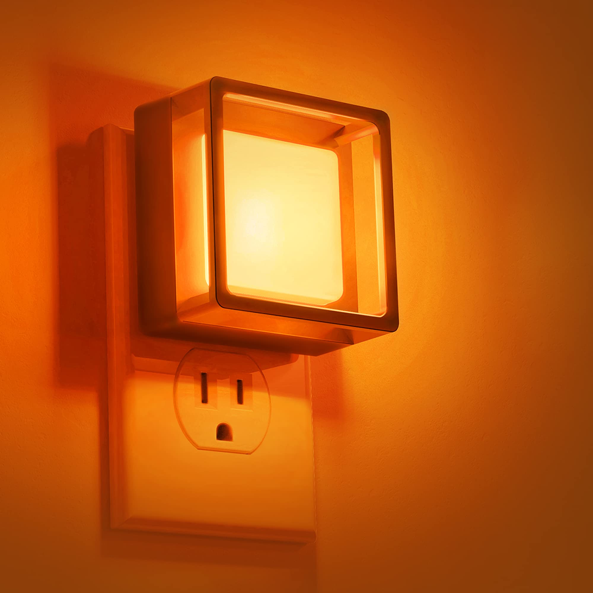 DORESshop Night Light 2 Pack, LED Dusk to Dawn Sensor, Adjustable Brightness, Orange, Plastic