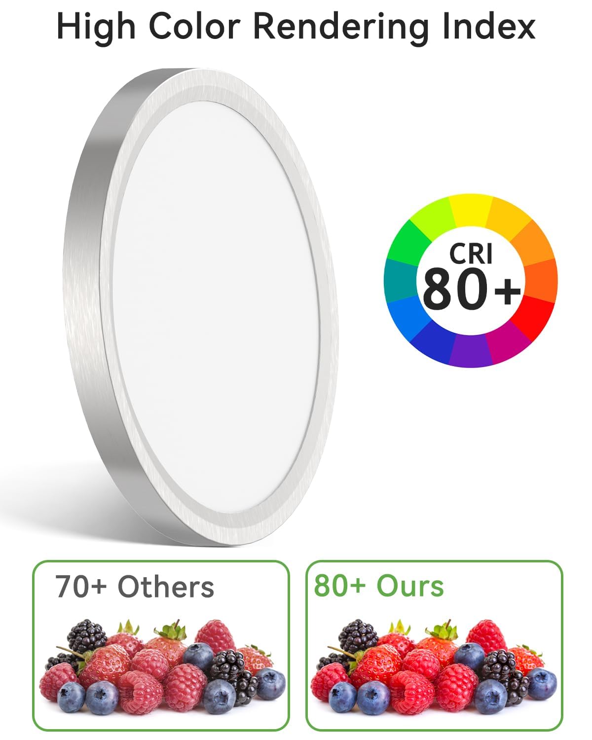 Zemty Led Ceiling Light Brushed Nickel - 12In 28W Silver Round Flat Light Fixture With 3 Color Temperature 3000K/4500K/6000K - 3