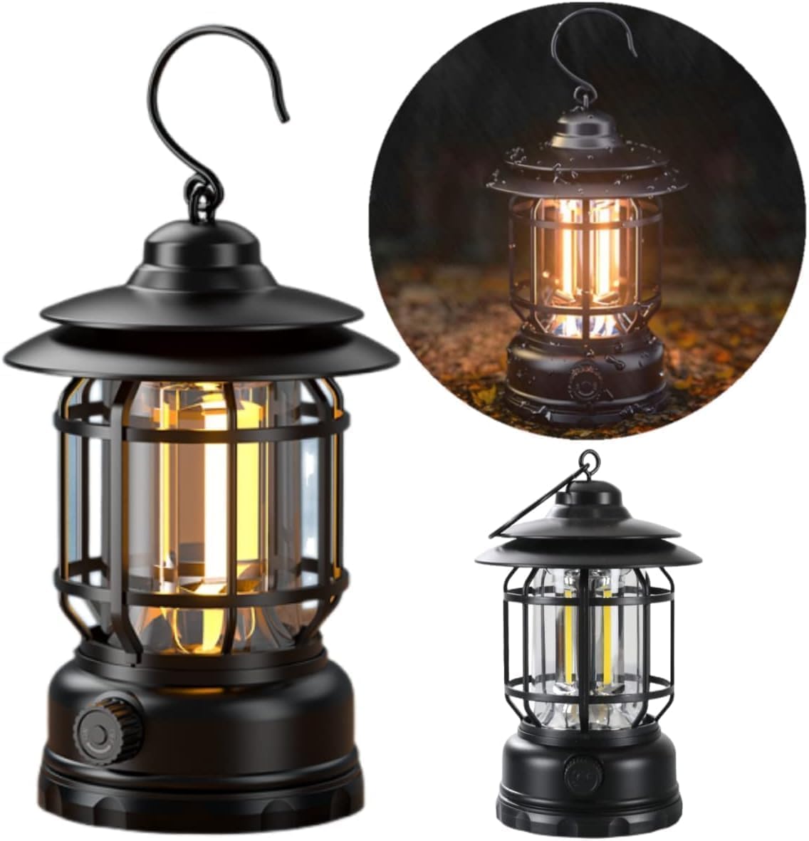 VIAXANA Outdoor Retro Lantern USB Camping Lantern Portable LED Lantern Tent Hiking Lantern LED Hiking Lamp Vintage Wall Light LE