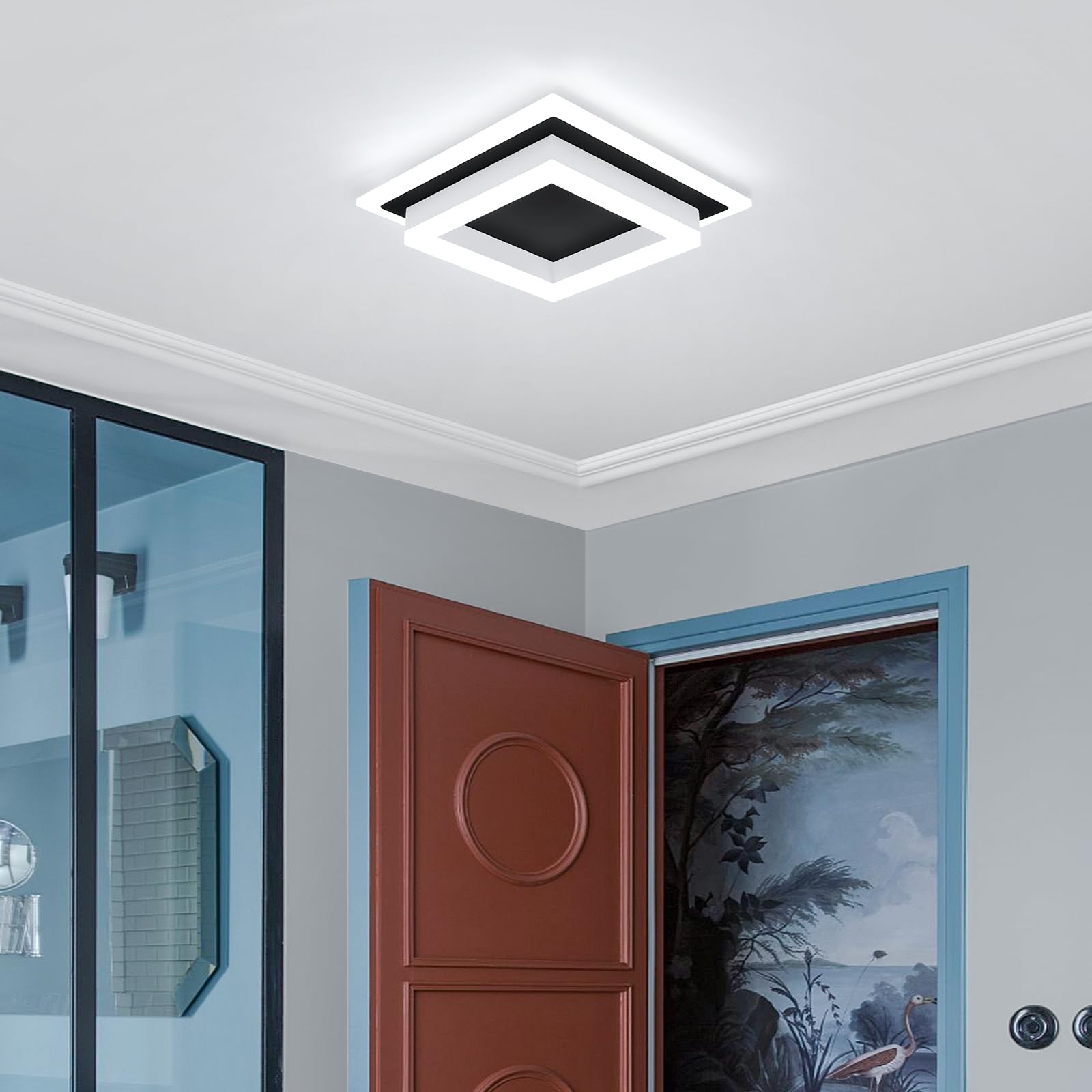 Eidisuny 32W Modern Led Ceiling Light  Small Flush Mount Light Fixture  Kitchen Ceiling Lighting Fixtures 6000K  Square Hallway Lighting Fixtures For Living Room Bedroom Bathroom 2 Pack