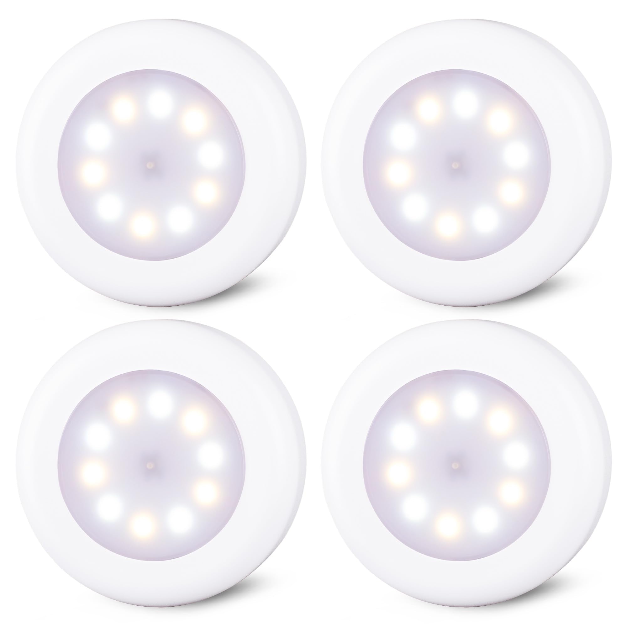 Star-Spangled 4 Pack 3.1  Dimmable Push Tap Lights  Stick On Led Touch Puck Lights Aa Battery Operated  3 Color Modes Sticky Button Lamps For Classroom  Kitchen  Under Cabinet  Closet