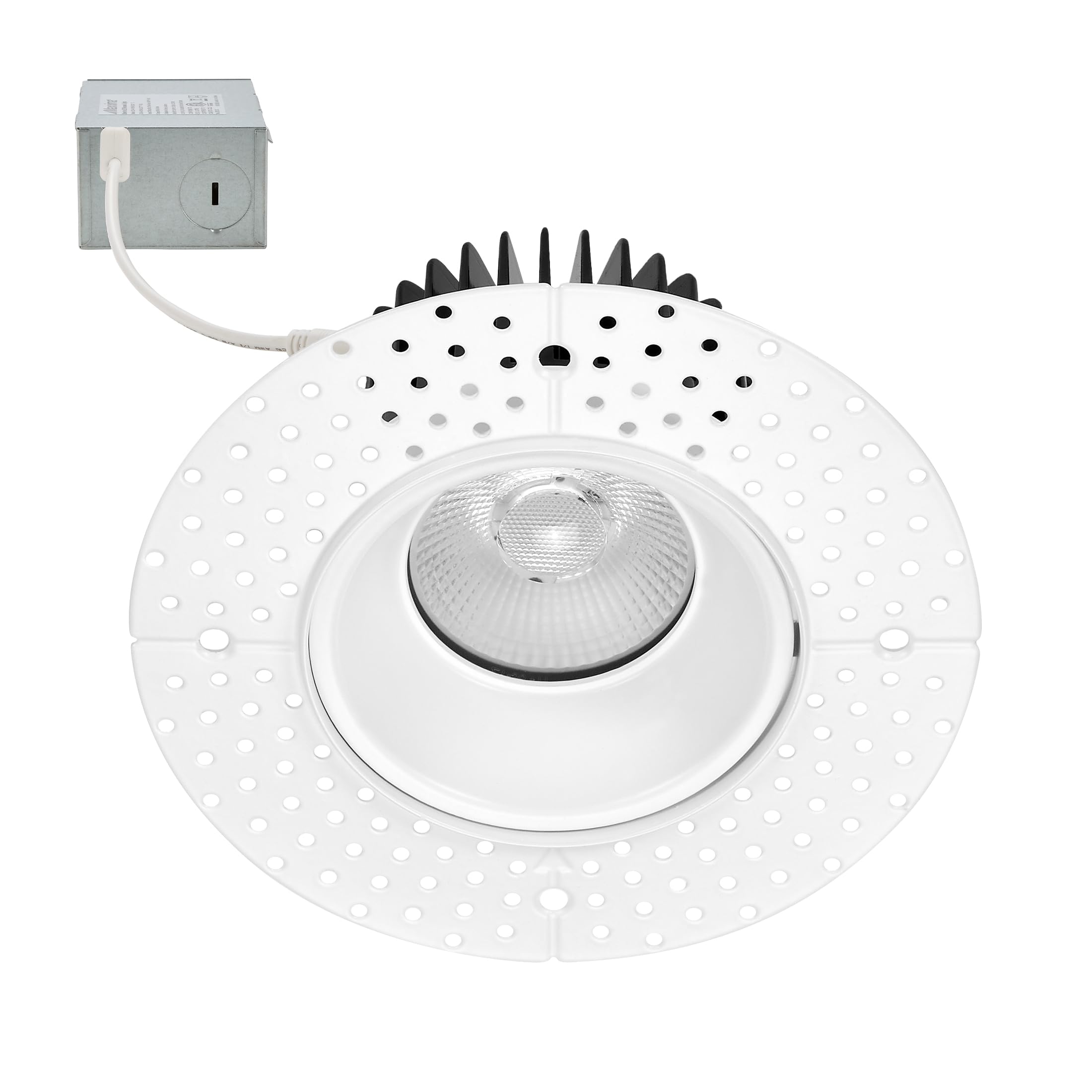 Maxxima 4 in. Trimless Low Kelvin Ultra-Thin Recessed Anti-Glare LED Downlight Canless IC Rated 1000 Lumens 5 Color Temperature 
