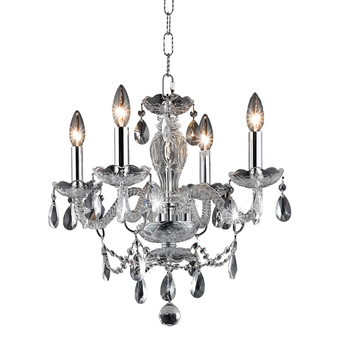 Living District Elle 4-Light Transitional Metal Pendant in Chrome