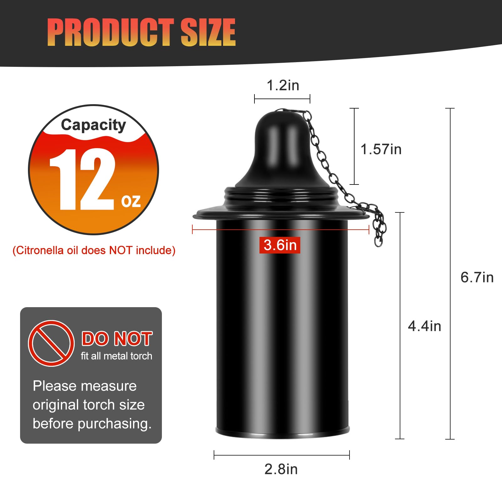 Zhulerzil Torch Replacement Canisters (12 Oz). Torch Refillable Canisters Bamboo Torch Fuel Can, Citronella Tabletop Torches Can