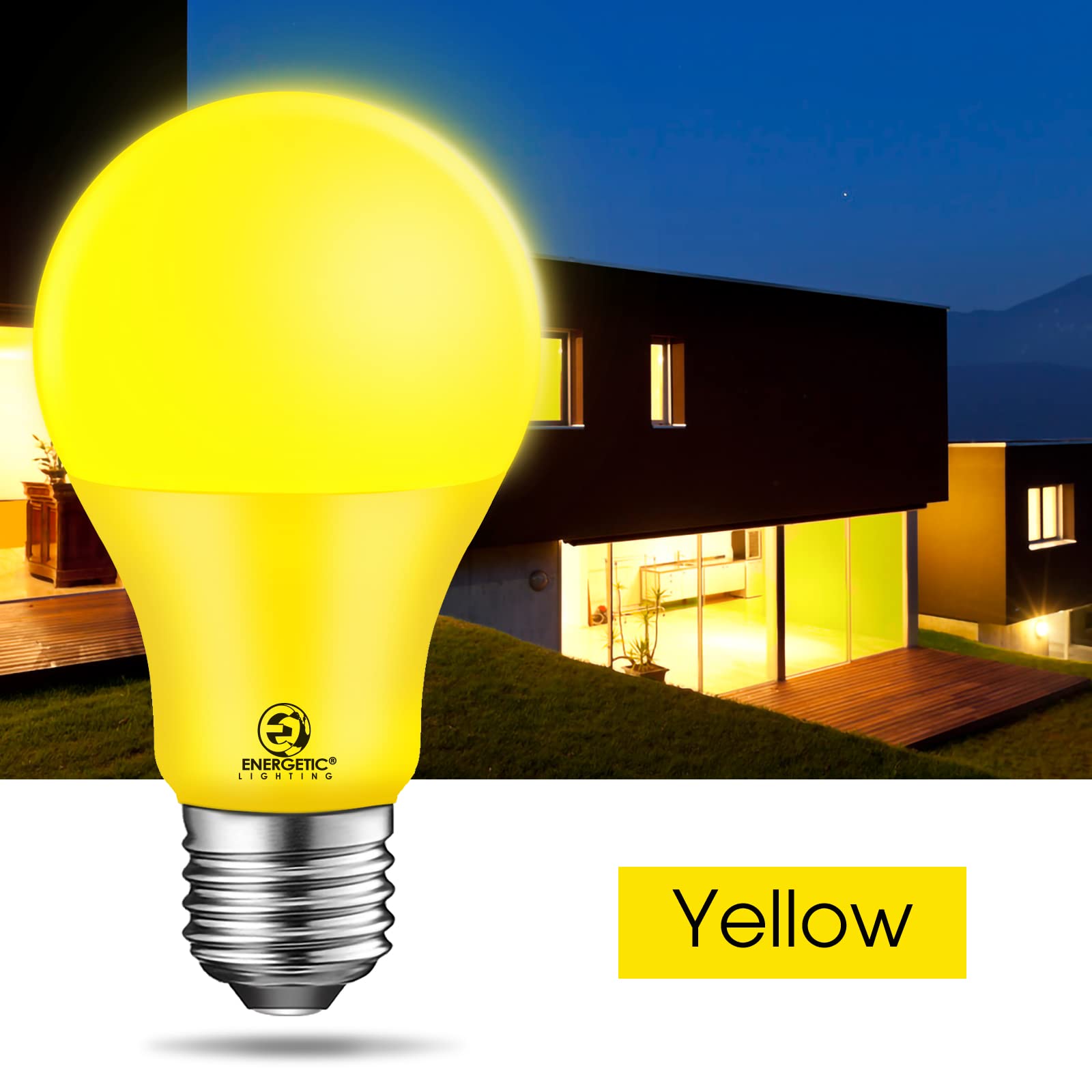 Energetic A19 Yellow Light Bulb, 3W Equivalent 40W, E26 Base Non-Dimmable Led Bulb For Indoor Use, Home Party Decoration And Hol