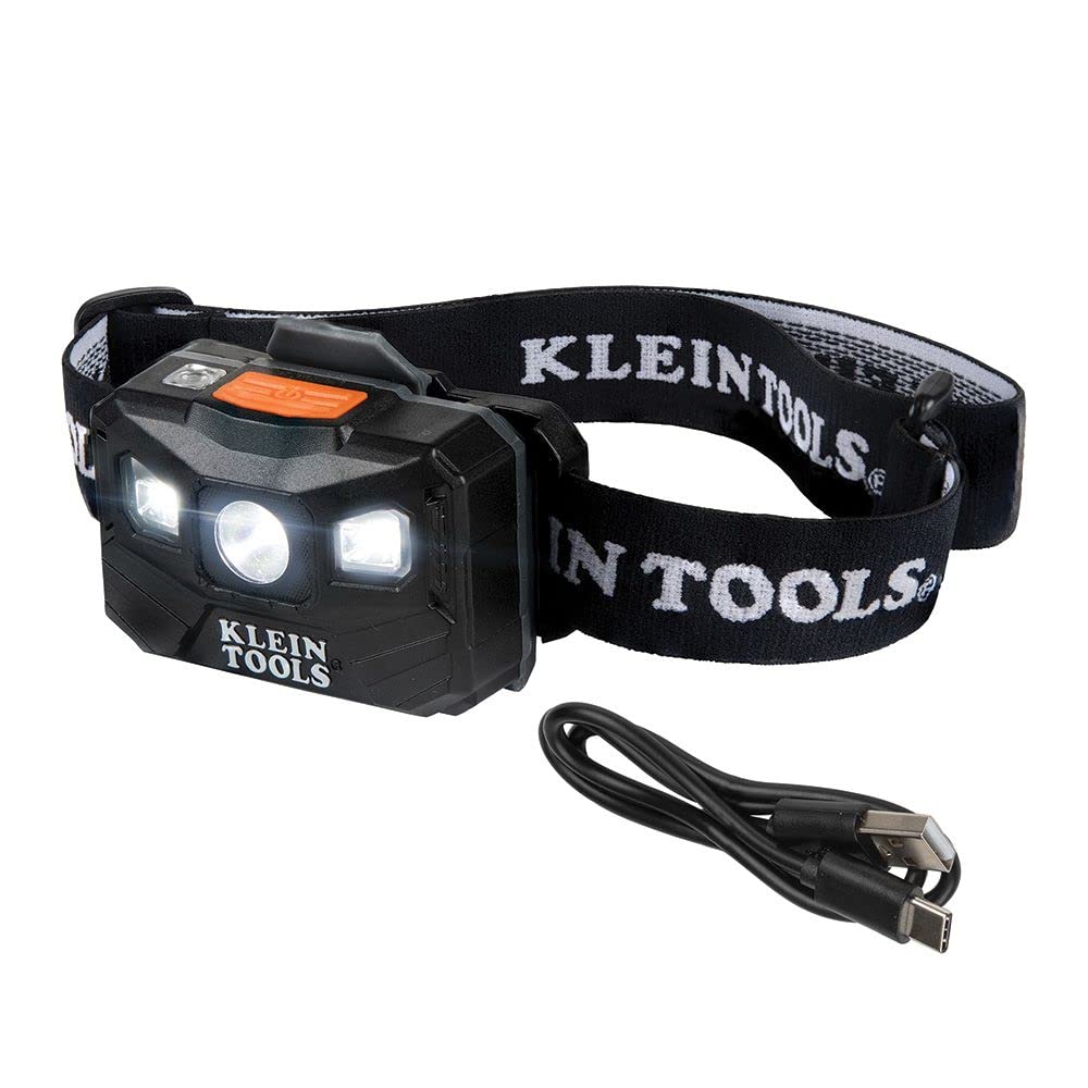 Klein Tools 56048 LED Headlamp, 400 Lumens, Auto-Off, Adjustable Strap, Black