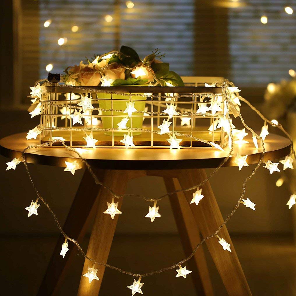 Merdeco 50 LED String Lights, 16ft Warm White Fairy Lights for Indoor/Outdoor Decoration, Model 756557033915