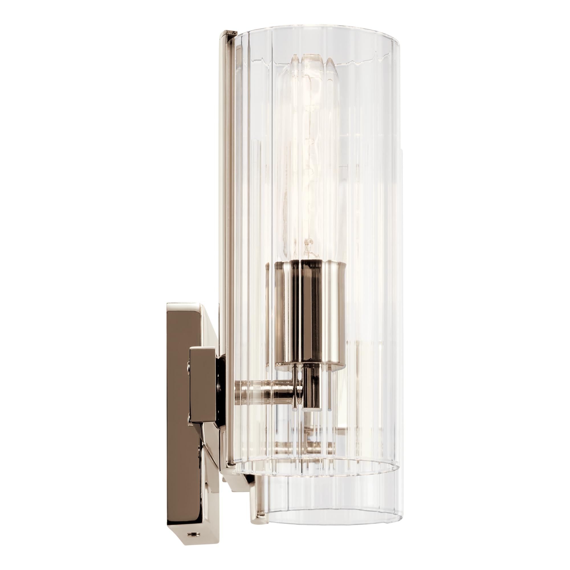 Kichler Jemsa 2 Light Vanity, Modern Light With Clear Fluted Glass In Polished Nickel For Bathroom Or Powder Room (9.75'' X 13.7