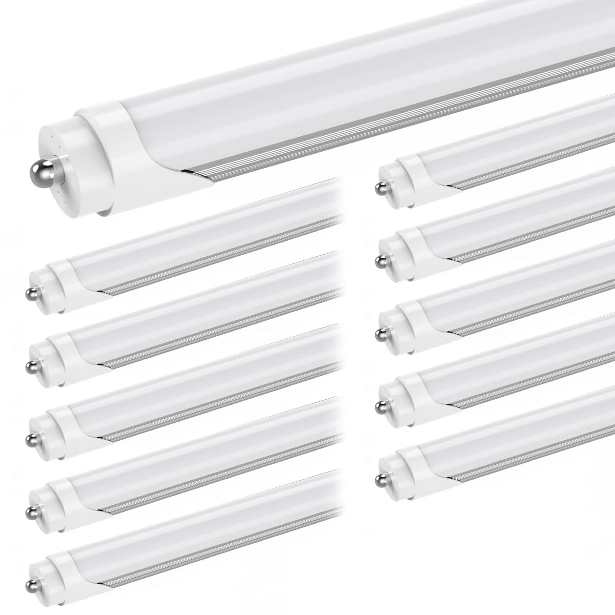 Cnsunway 8Ft T8 Led Tube Lights (10 Pack) - 45W High-Output 6000K Daylight, 5400Lm, Fa8 Single Pin Ballast Bypass, Frosted Cover