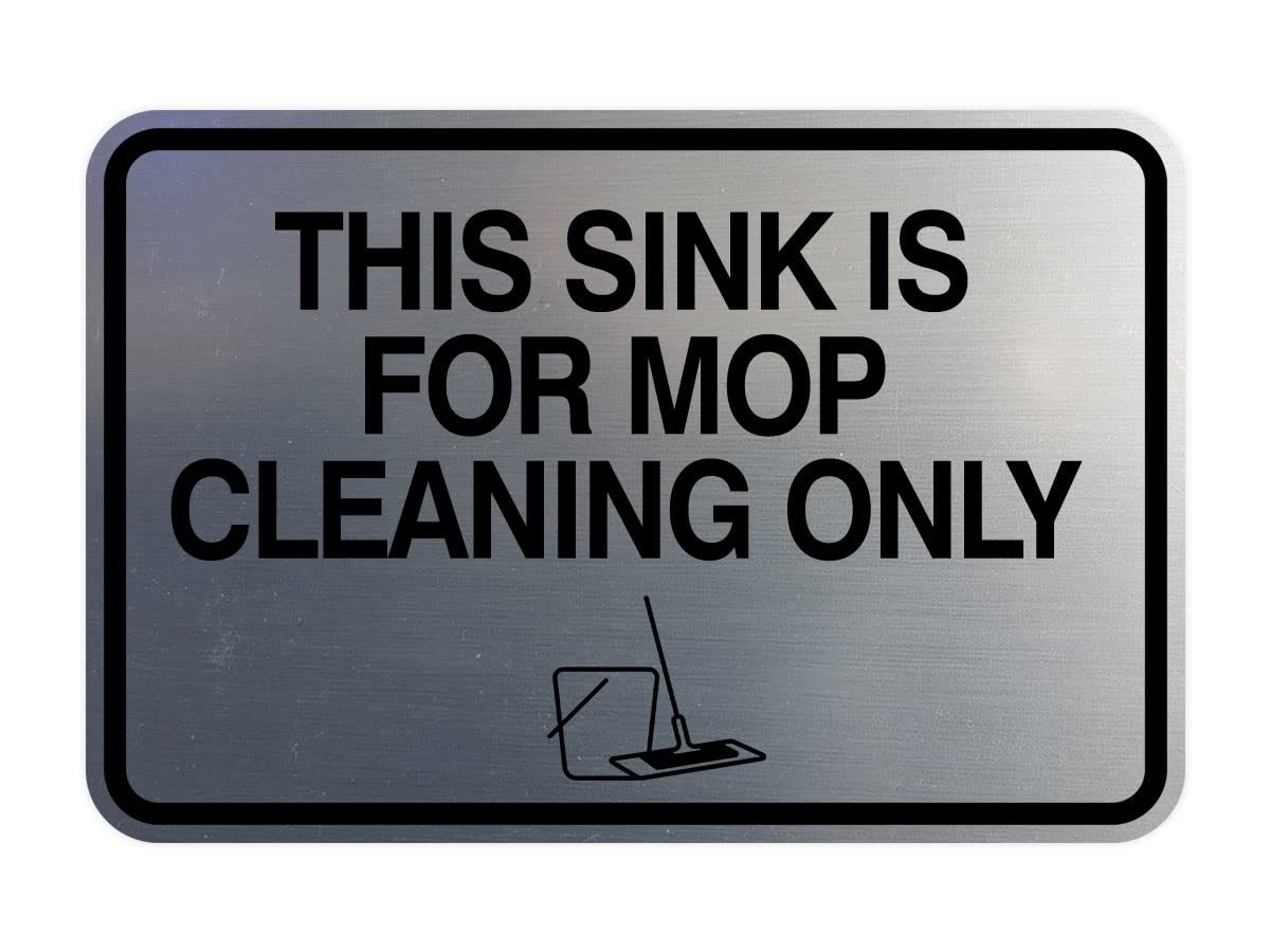 Signs ByLITA Classic Framed Mop Cleaning Only Sign - Small 2 Pack, Brushed Silver, Model 2-CFTSSFMCN-BRSSLV-SM