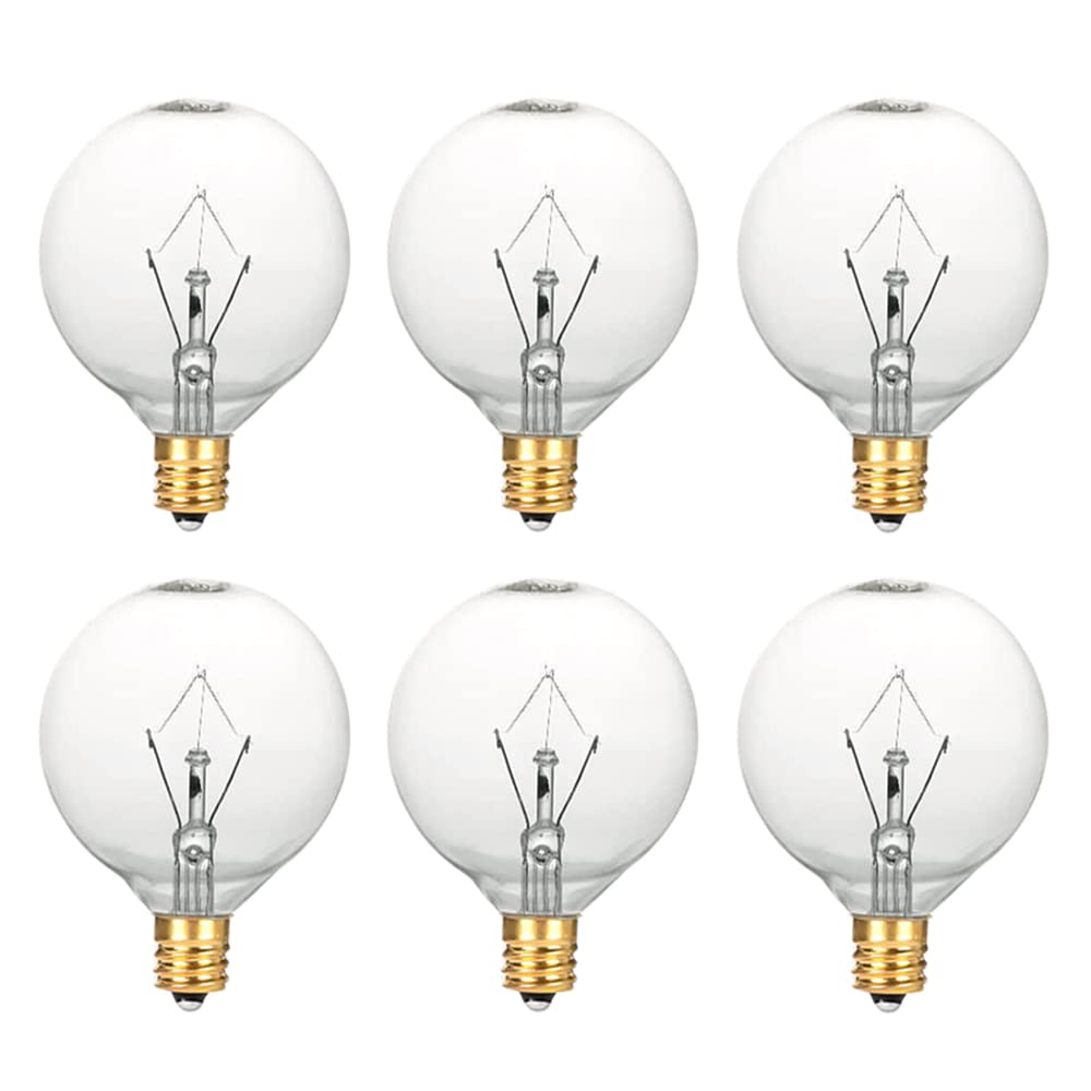 WokHok Wax Warmer Bulbs, 25W Clear E12 Globe Bulbs for Scentsy Warmers, Long Lifespan, 120 Volt, 6 Pack