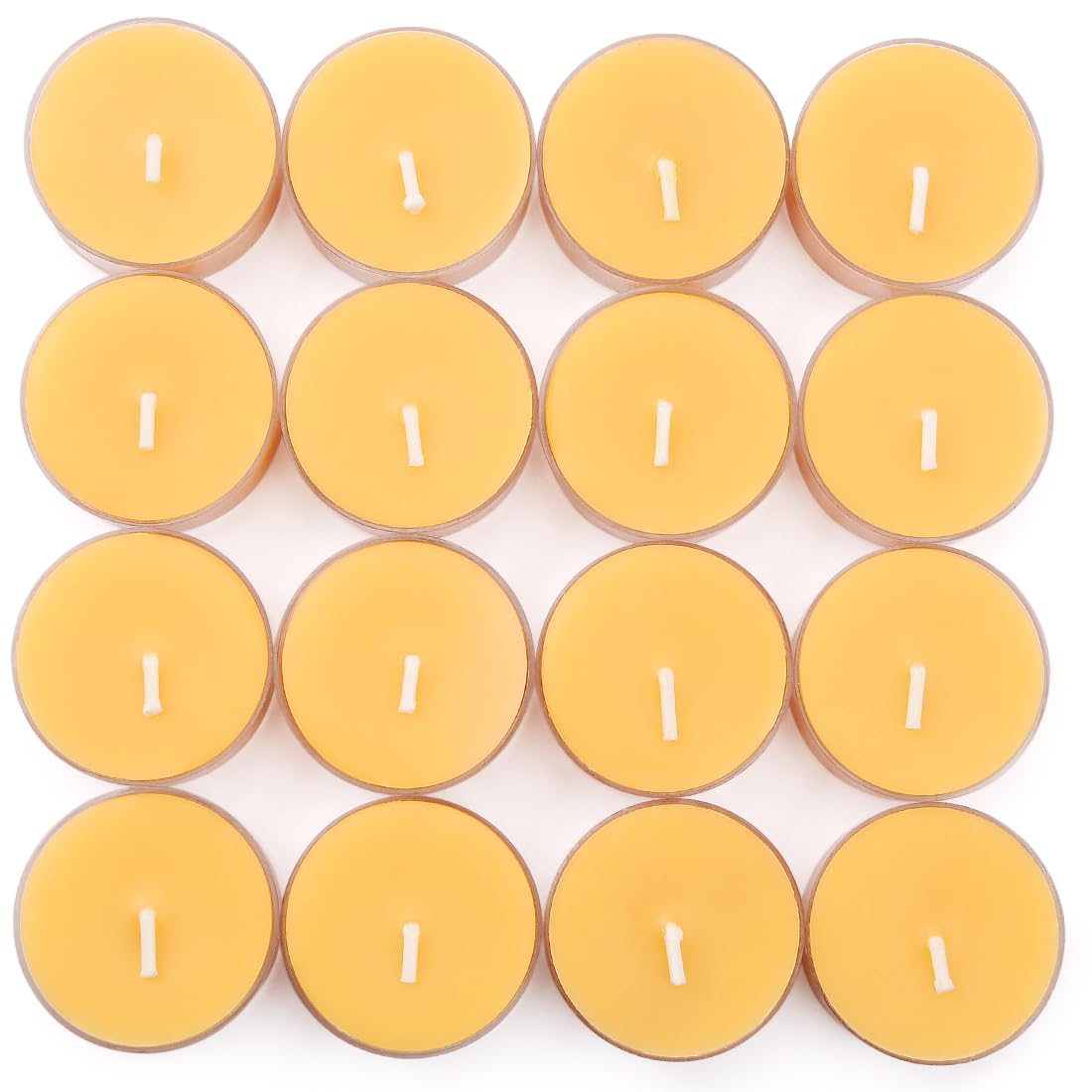 JONERAY 16 Packs Beeswax Tealight Candles,4 Hour Extended Burn Time,Natural Unscented Beeswax Candles in Clear Cup for Home Deco