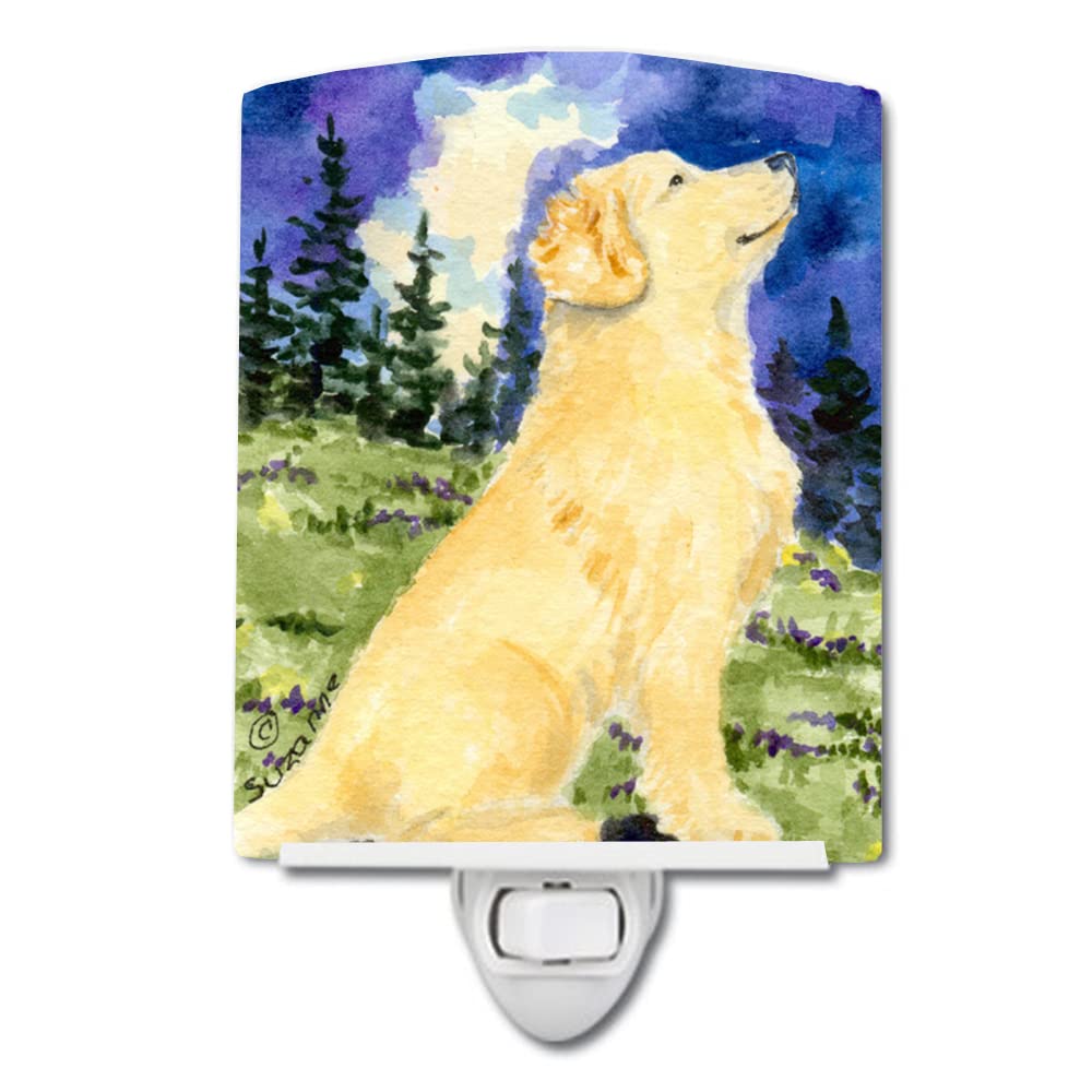 Caroline'S Treasures Ss8977Cnl Golden Retriever Ceramic Night Light Compact, Ul-Certified, Ideal For Bedroom, Bathroom, Nursery, Hallway, Kitchen, 6X4X3, Multicolor