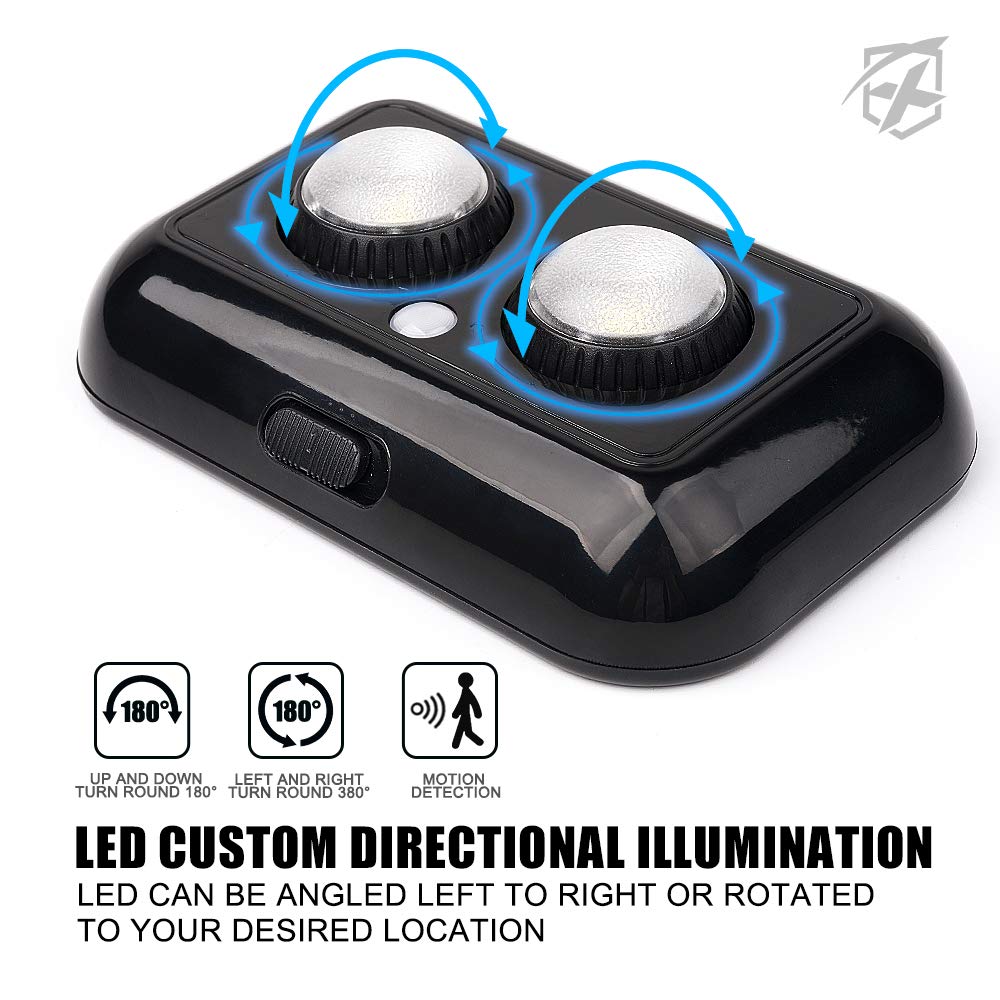 Xprite 4 Pcs Gun Safe Light Kit With Pir Motion Sensor, Rotatable Lens Multi-Directional Sensitive Lighting Inside For Your Gun