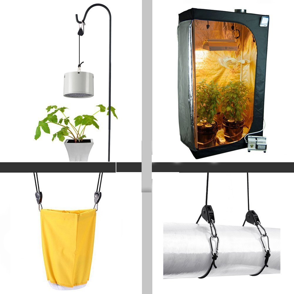 TopoGrow Adjustable Rope Hanger - 12PCS/6 Pairs, 1/8'' 150lb Alloy Steel, Loose-Proof Design for Grow Lights