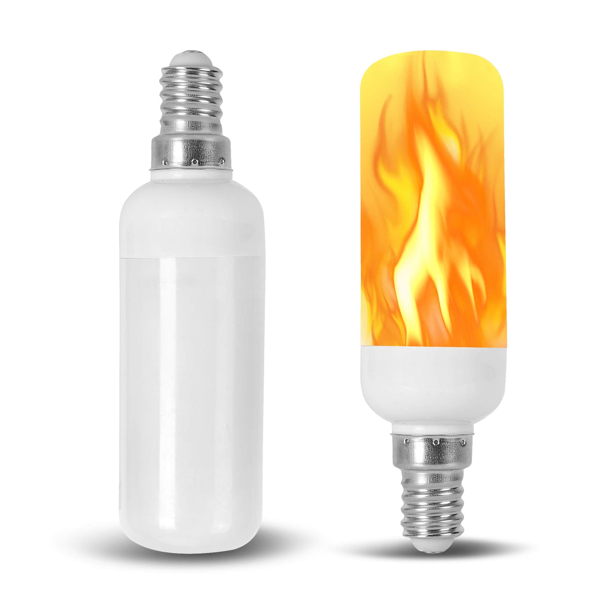 12Vmonster LED Fire Candle Light Bulb - Flame Flicker Tube, 12mm Diameter, 100MM Length, 6 Pack, Copper, Flame Fire Color