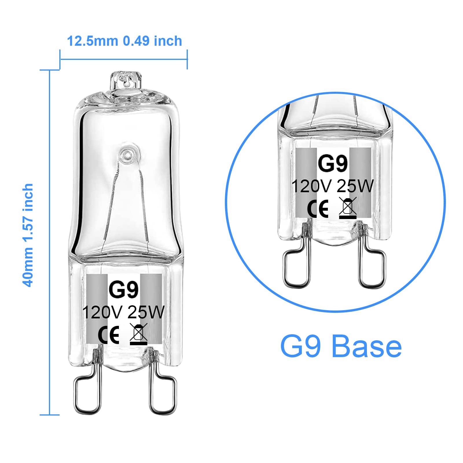 WeshLMPO G9 Halogen Bulbs 25W 120V Warm White Glass 12 Pack