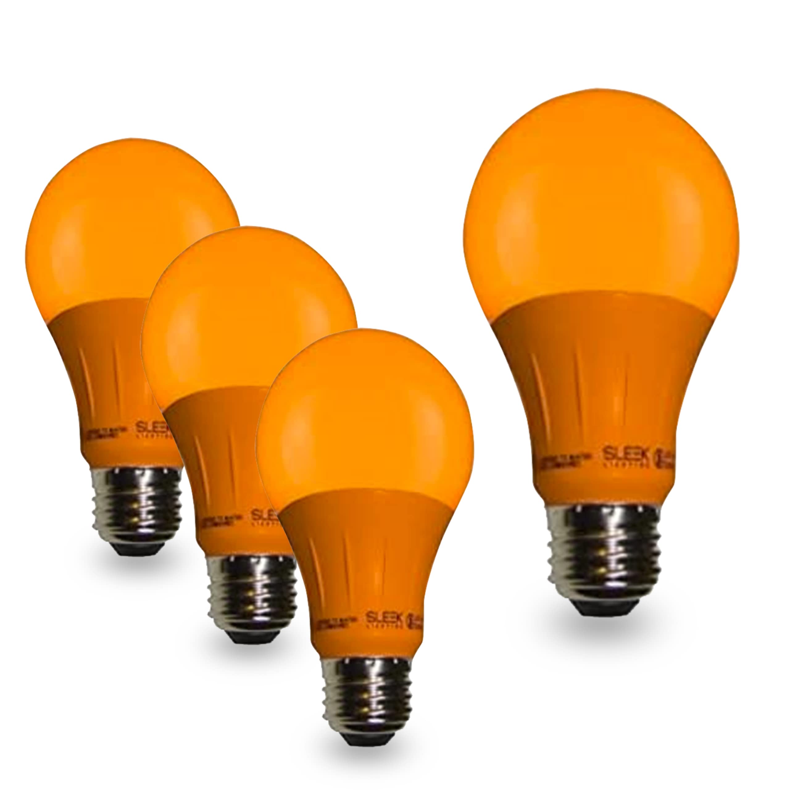 SLEEKLIGHTING LED A19 Orange Light Bulb, 3W Energy Saving, 120V, UL-Listed, 4-Pack