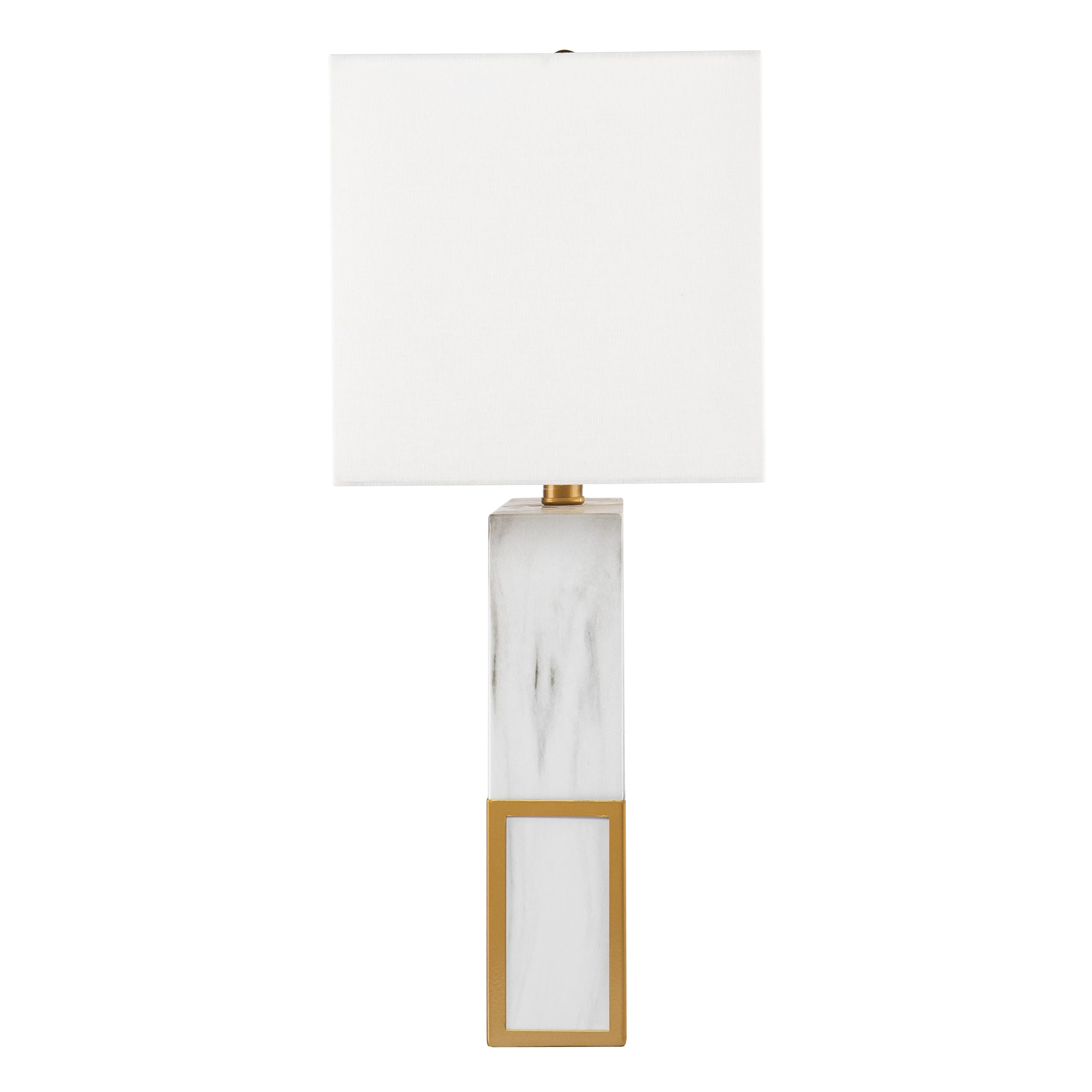 Sei Furniture White Faux Marble Rectangular Table Lamp With Foam Board Shade, Contemporary Design