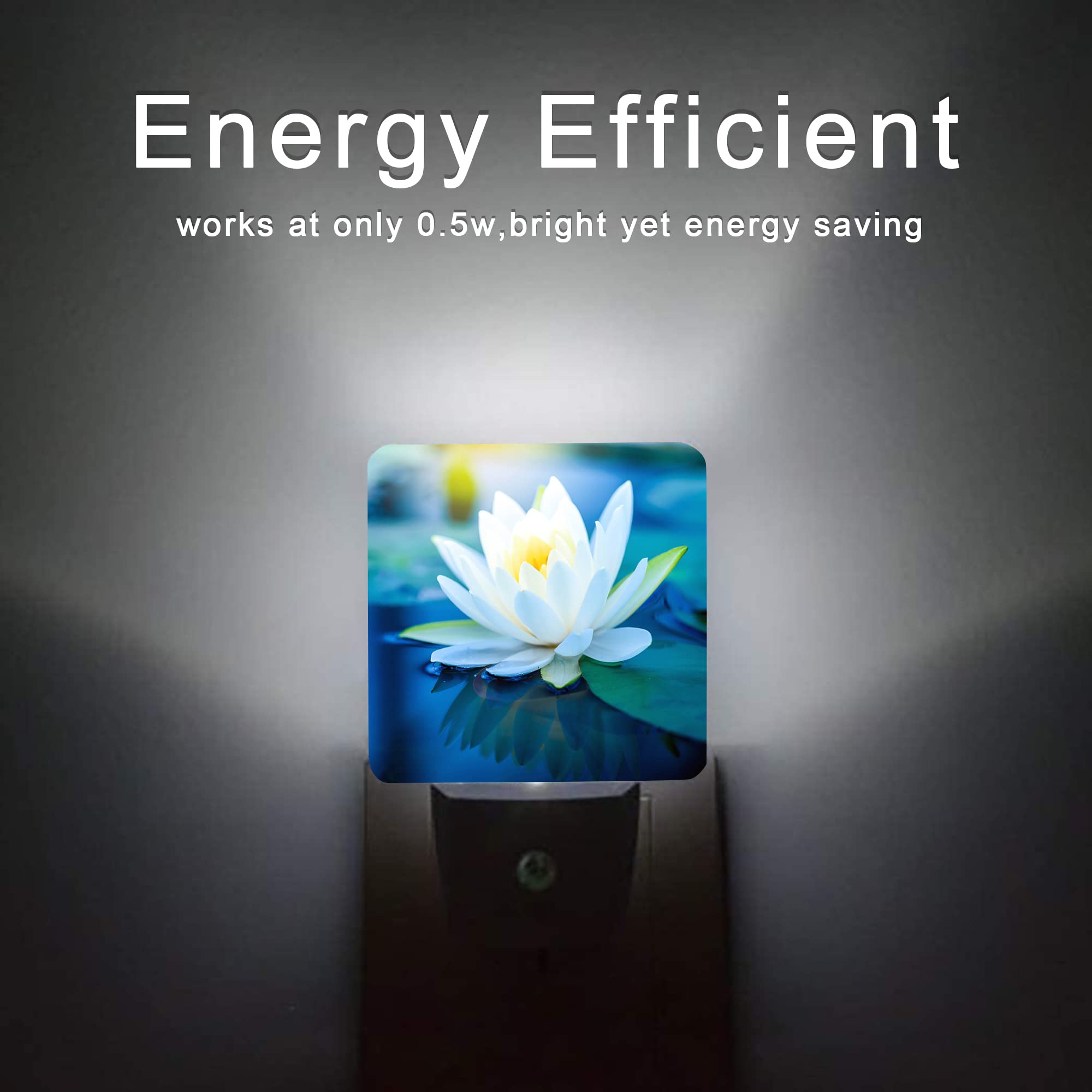 Oeaskly White Lotus Night Light Beautiful Flower Plug-In Night Lights With Dusk-To-Dawn Sensor For Bedroom  Bathroom And Living Room 0.5W Sleep Friendly Lamp For For Girlfriend/Boyfriend Gift