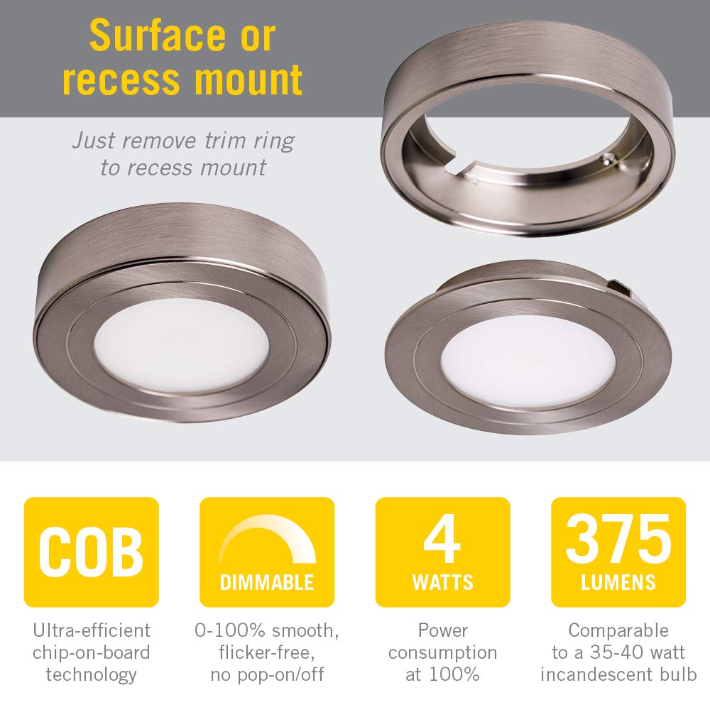 Armacost Lighting Dimmable LED Puck Light 2700K Soft White Brushed Steel Model 213411