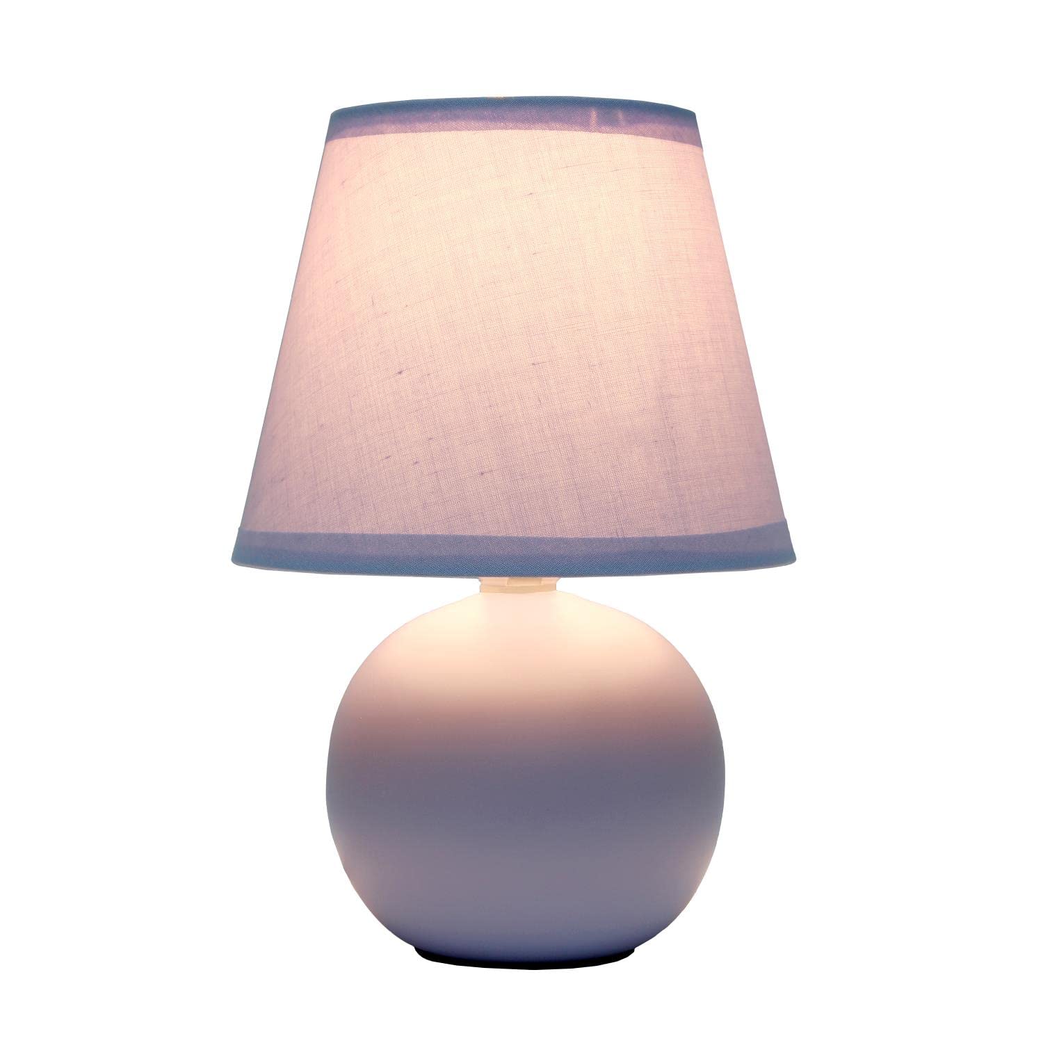 Creekwood Home Purple 8.66&quot; Ceramic Orb Base Bedside Table Lamp With Drum Shade