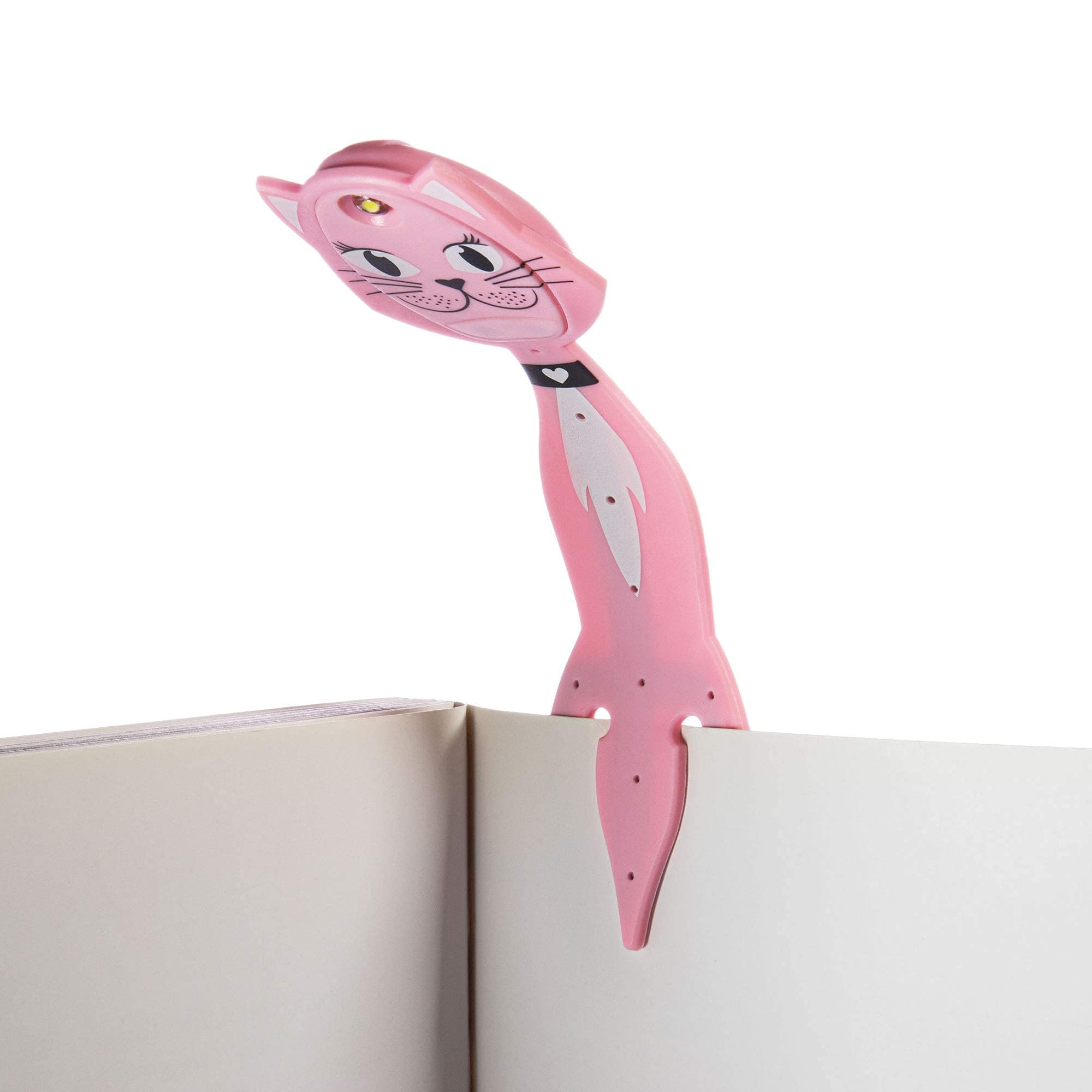 Gifts for Readers & Writers Flexilight Pal Bookmark Reading Light - LED Clip On, Battery Operated, Cat Color, Silicone Rubber
