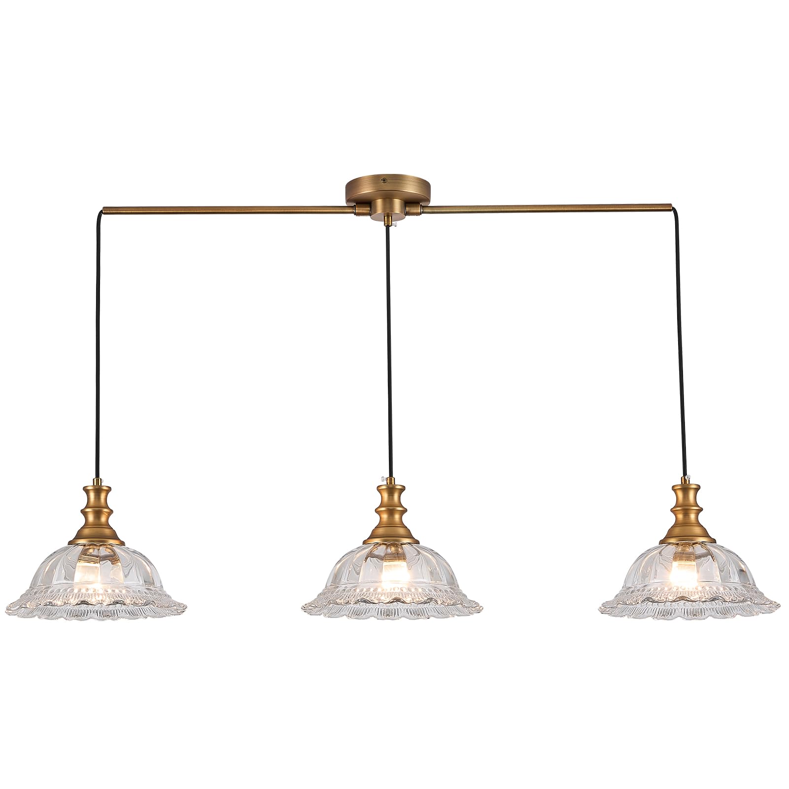 HDDFL Vintage 3 Light Pendant Light Fixtures Modern Glass Hanging Lights with Adjustable Cord for Kitchen Island Dining Room Living Room Hallway