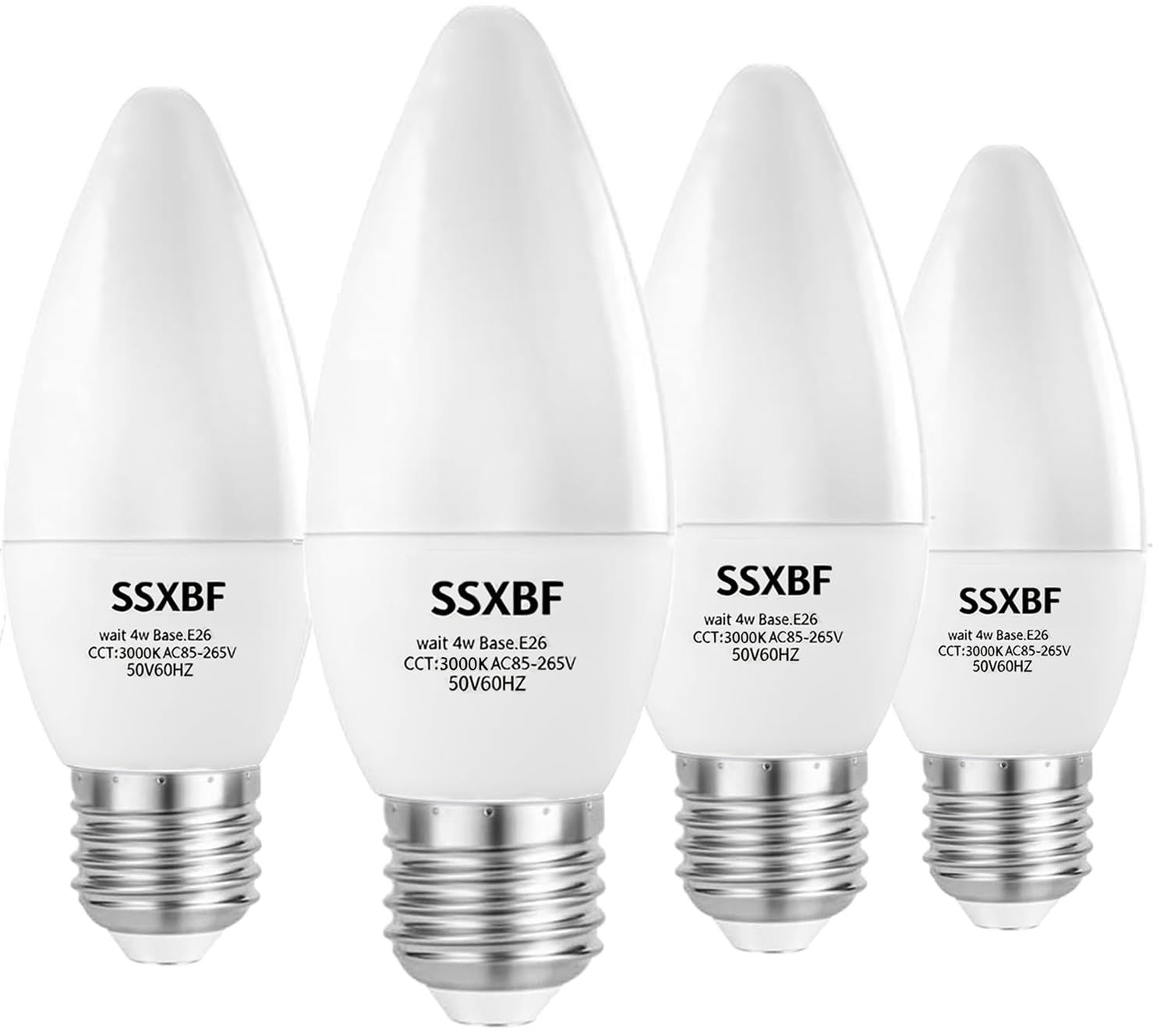 SSXBF E26 LED Candelabra Light Bulbs 40W Equivalent, Warm White 3000K 400 Lumen Chandelier Bulbs,AC85-240V 4W B11 Candle Base, P