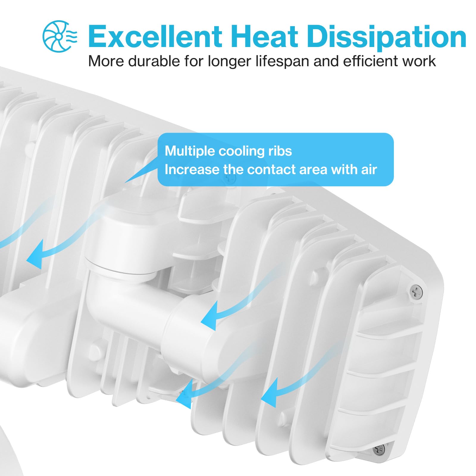 Olafus 55W Led Flood Light, 5500Lm Waterproof Security Light, 3 Adjustable Heads, 6500K, White, Model Bdb50-3