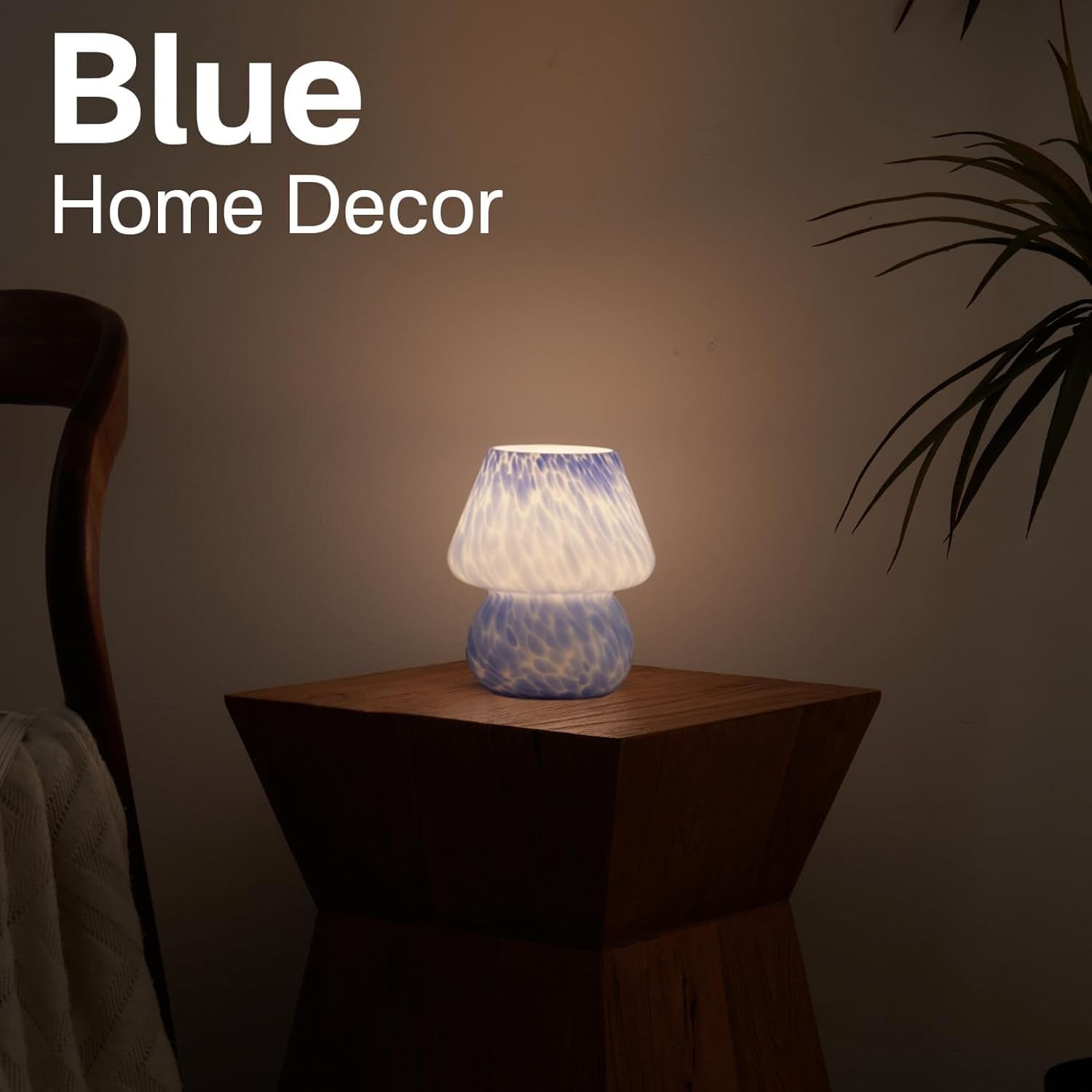 Dawnwake Mushroom Lamp Table Lamp, Small, Ceramic, Ocean Blue, Model DAWN-001, Modern Mid Century Aesthetic Decor for Bedroom and Living Room