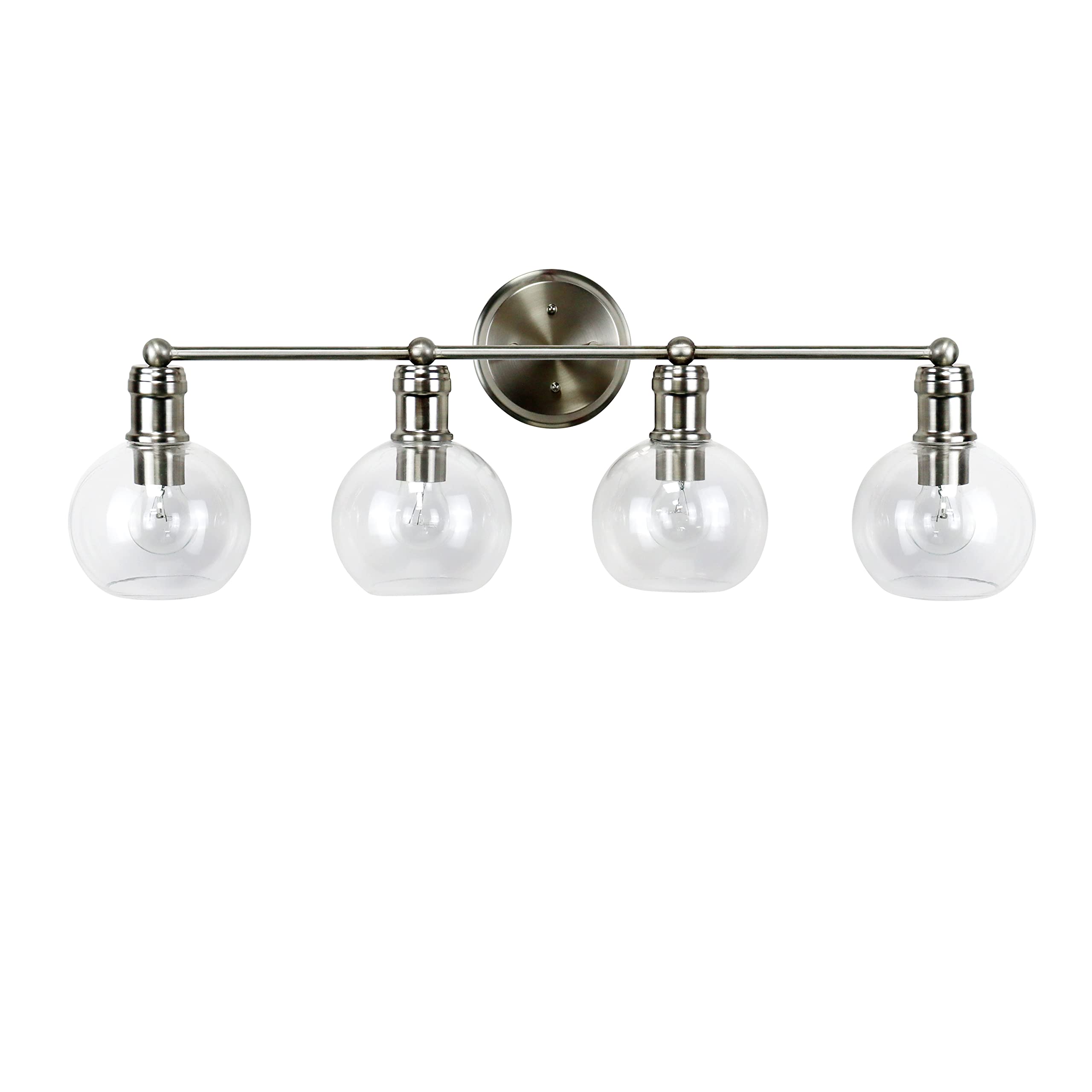 Chloe Lighting 4 Light Vanity Bath Light Brushed Nickel 30in Wide Glass CH6S001BN30-BL4
