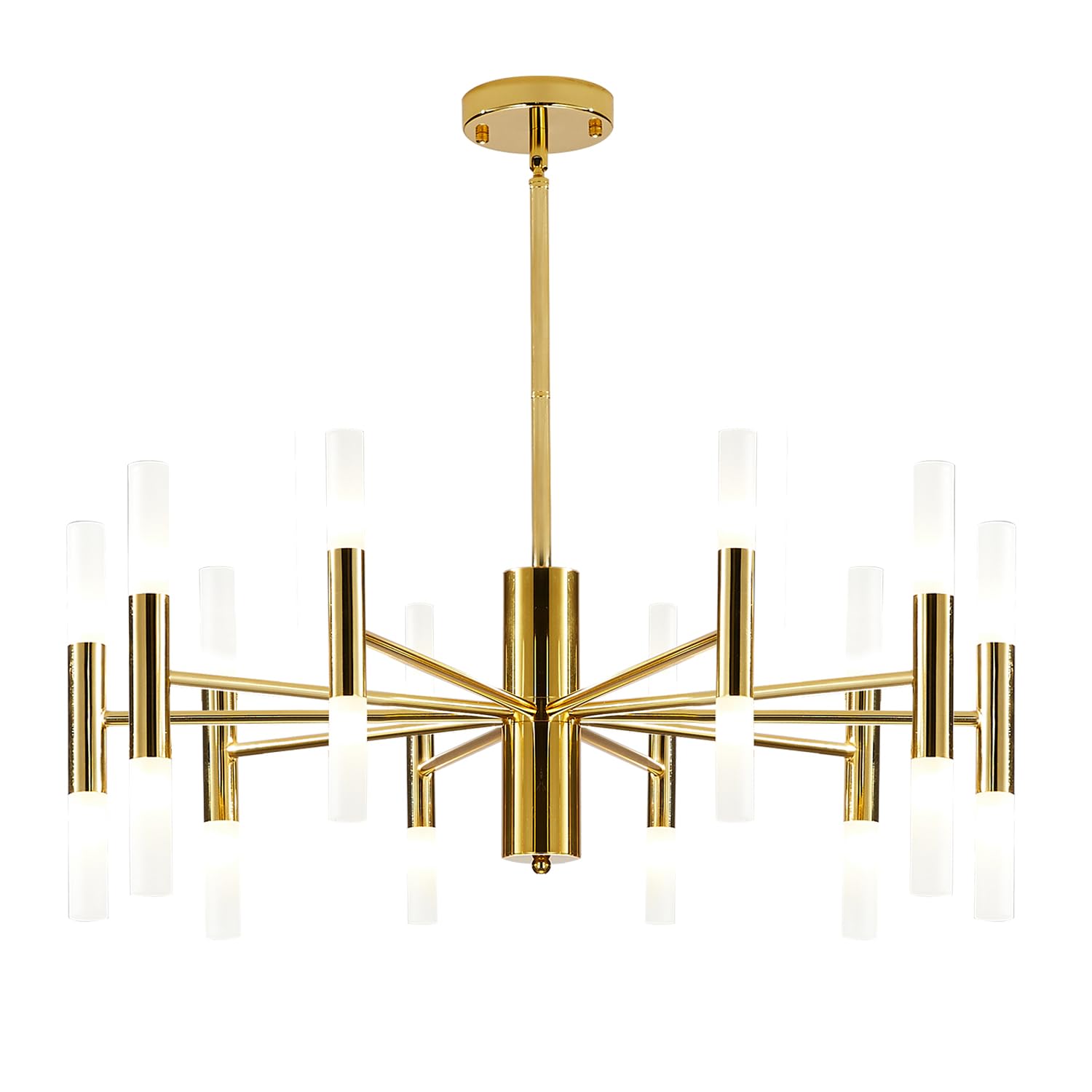 Bokt Modern Chandelier 20-Lights Led Sputnik Chandelier Mid Century Pendant Light Acrylic White Shades Gold Semi Flush Mount Cei
