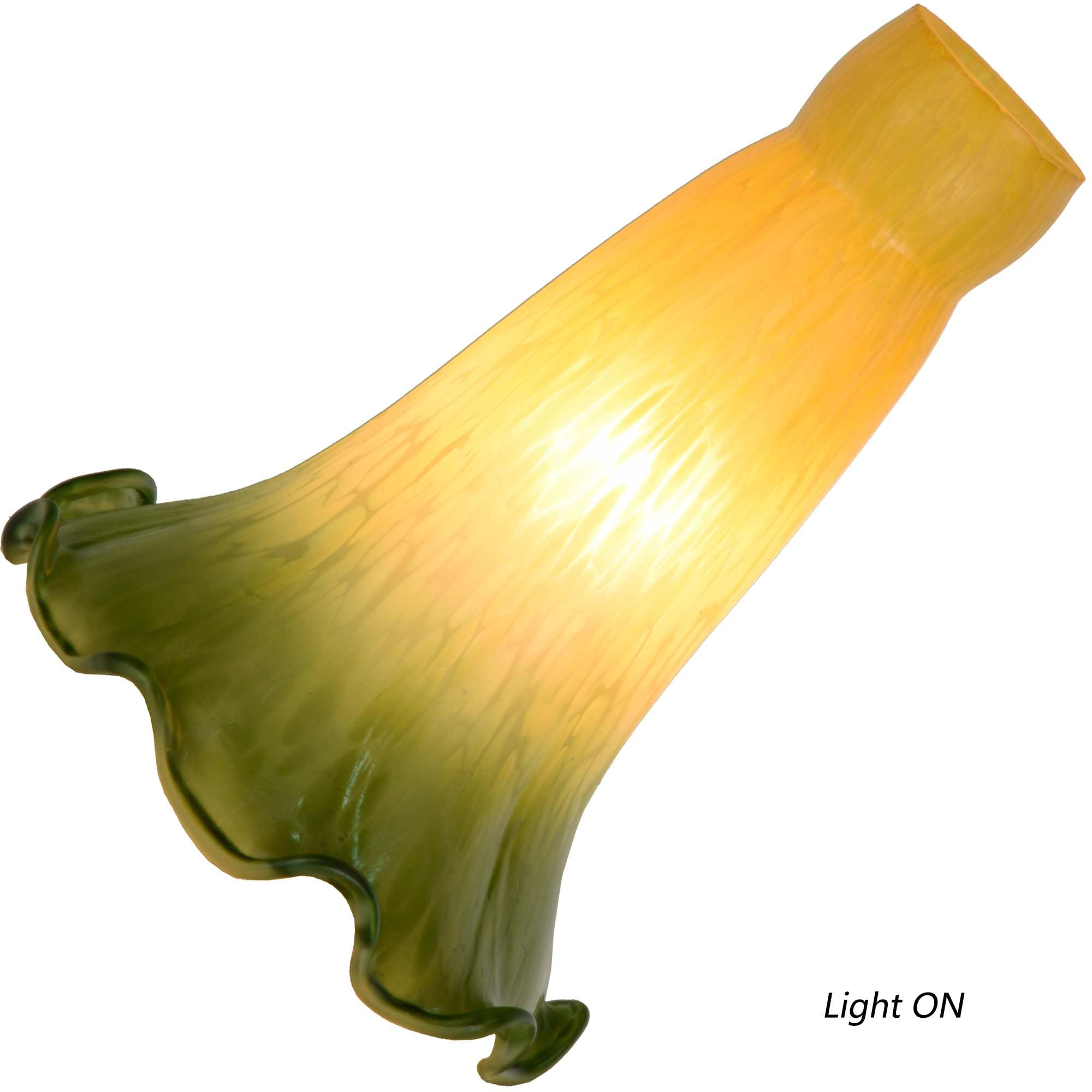 Bieye LS15S Lily Flower Blown Glass Lampshade, Yellow Green, Small I.D. 0.87" x O.D. 1", Elegant Lighting Decor