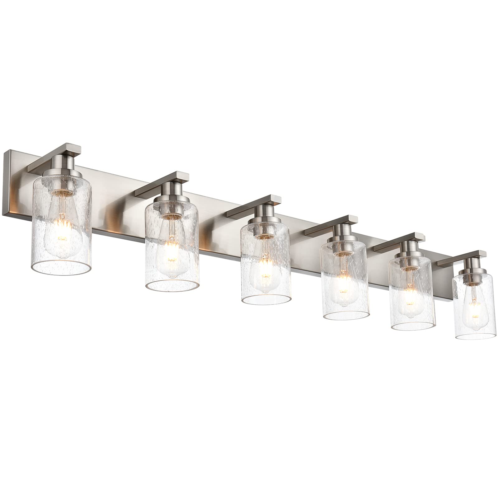 WINSHEN Bathroom Light Fixtures, 6-Lights Vanity Lights, Brushed Nickel, 44.5-Inches, Metal, Model SG-501-6L-SN