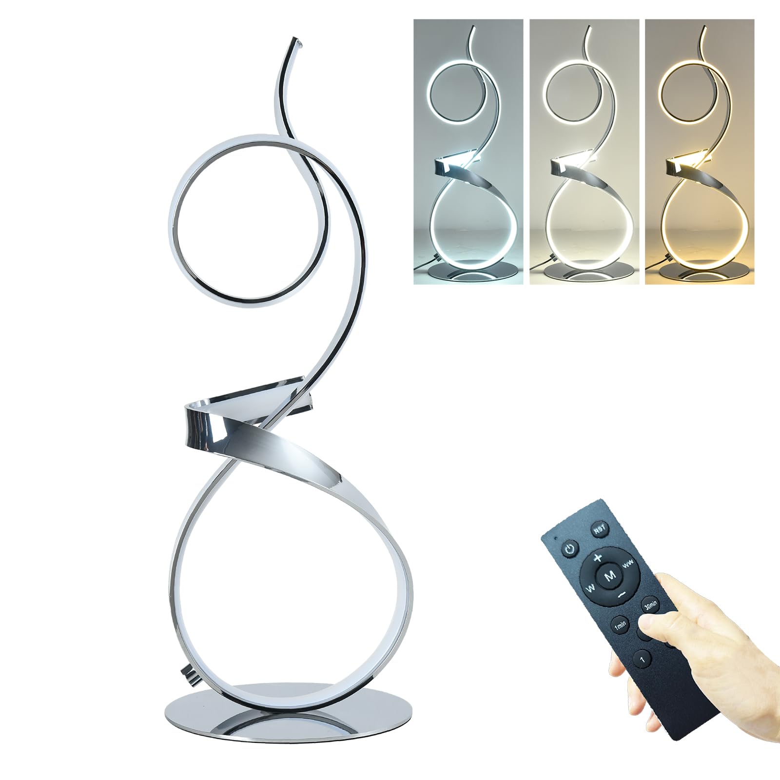 AooLiWang Modern Desk Light 21 inch 20W 2700LM Chrome Finish with Wireless Remote Control and Dimmer for Living Room, Bedroom