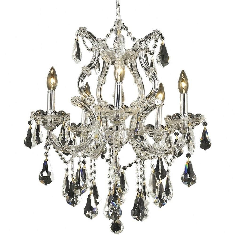 Elegant Lighting 2801D20C/RC Royal Cut Clear Crystal Maria Theresa 6-Light, Single-Tier Crystal Chandelier, Finished in Chrome with Clear Crystals, 20&quot; x 25&quot;