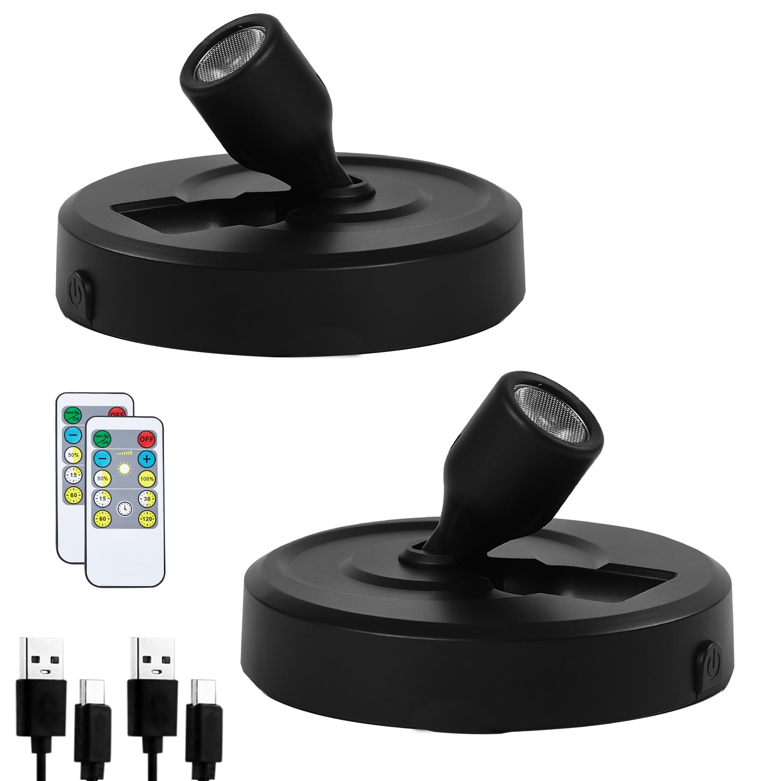 HOFUY Wireless LED Small Spotlight, Rechargeable Picture Lights, Uplighting Indoor, Puck Lights with Remote, Plant Spot Lights f