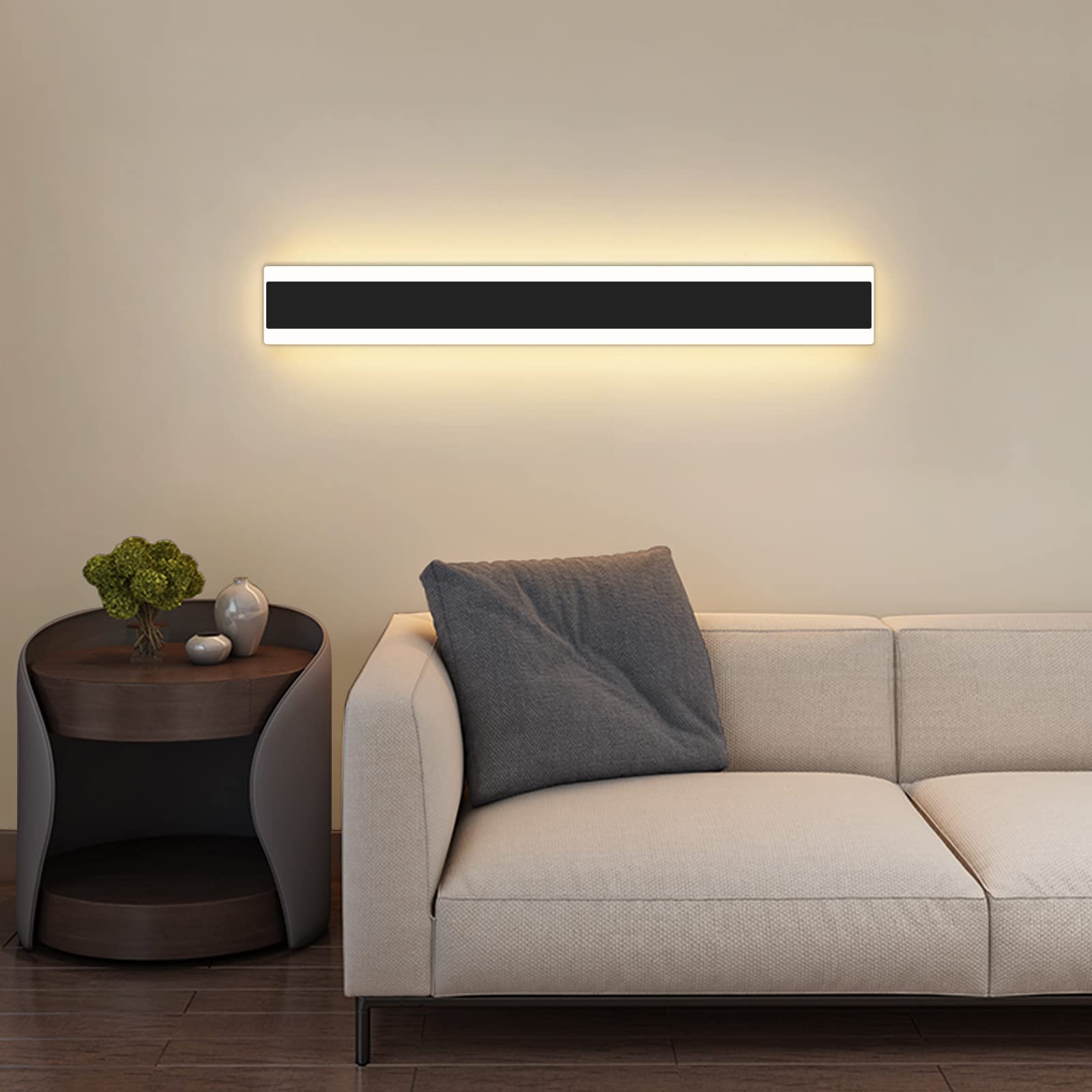 Modern 31.4Inch Outdoor Wall Light, 3000K/4500K/6000K 3 Color Change Black Exterior Light Fixtures Wall Mount, Ip65 Waterproof M
