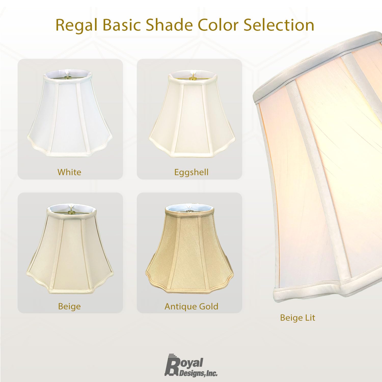 Royal Designs, Inc. Lamp Shade Flare Bottom Scalloped Fabric 5 x 10 x 8 Antique Gold Model BSO-701-10AGL