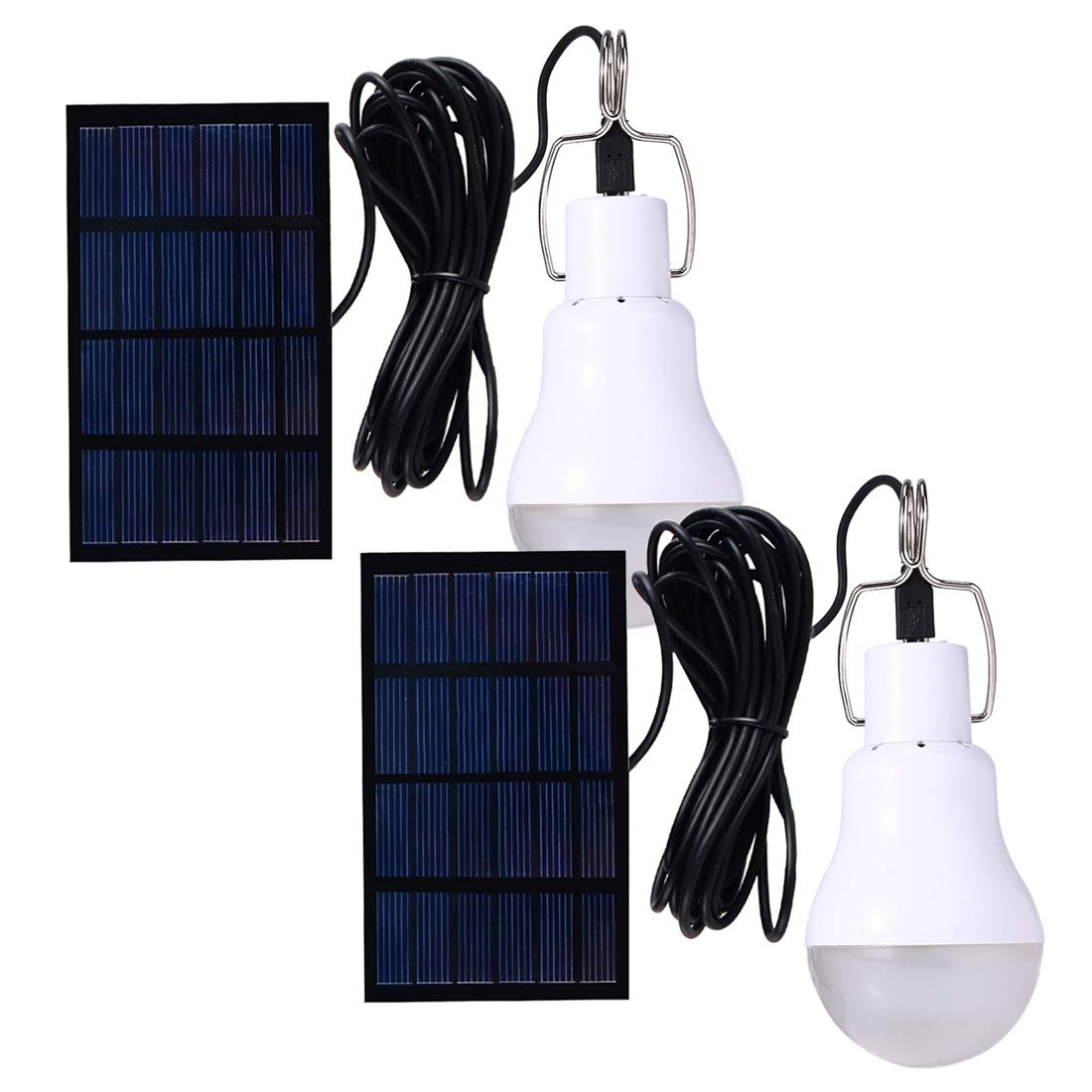 ABZXT Solar Powered LED Bulb Lights, Portable, 350LM, Pack of 2, Plastic