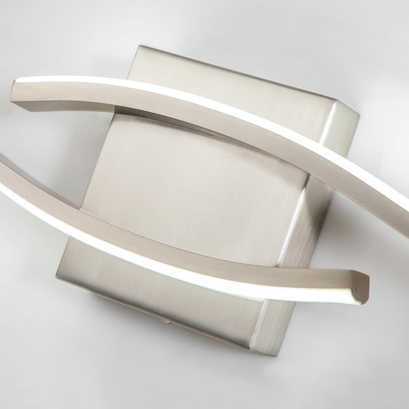 Huoku Modern Bathroom Light Fixtures  23.6Inch Dimmable Brushed Nickel Bathroom Vanity Lights Over Mirror  15W Aluminum Wall Sconce Lighting Fixtures For Living Room 6000K White Light