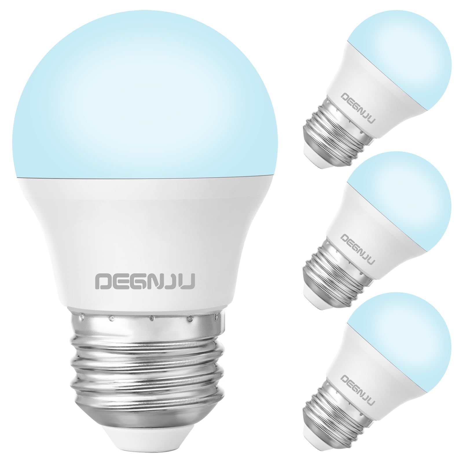 DEGNJU LED Refrigerator Light Bulb, 40W Equivalent, 5000K Daylight White, A15, E26 Base, 4 Pack